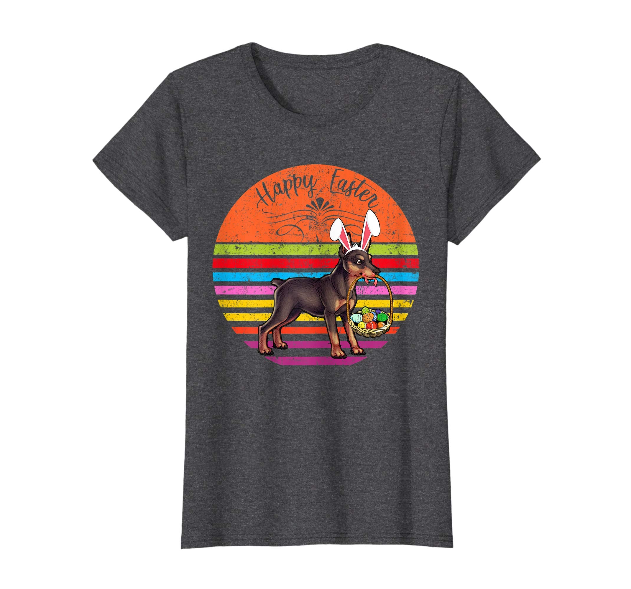 Vintage Miniature Pinscher Dog Easter Eggs Basket T Shirt