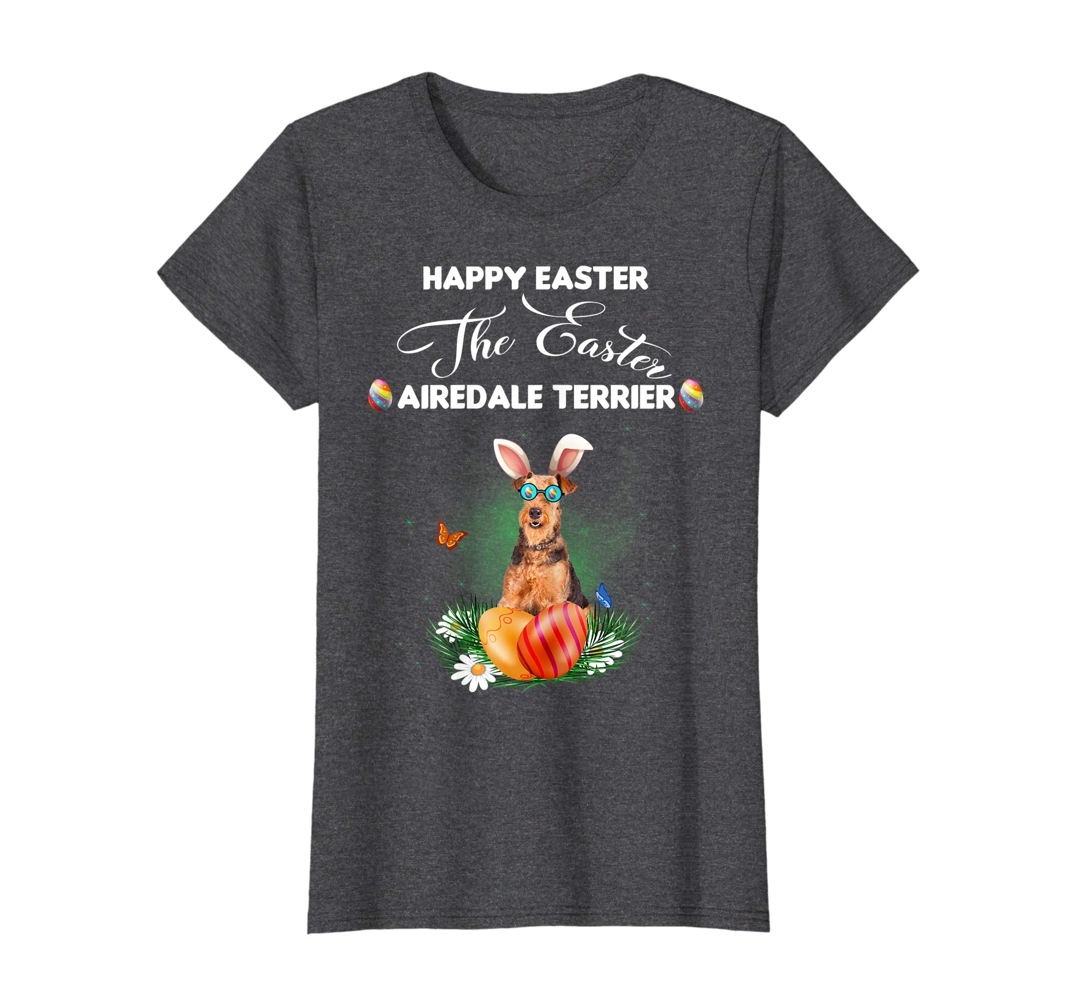 Airedale Terrier Dog Sunglass Bunny Happy Easter Day Tshirt