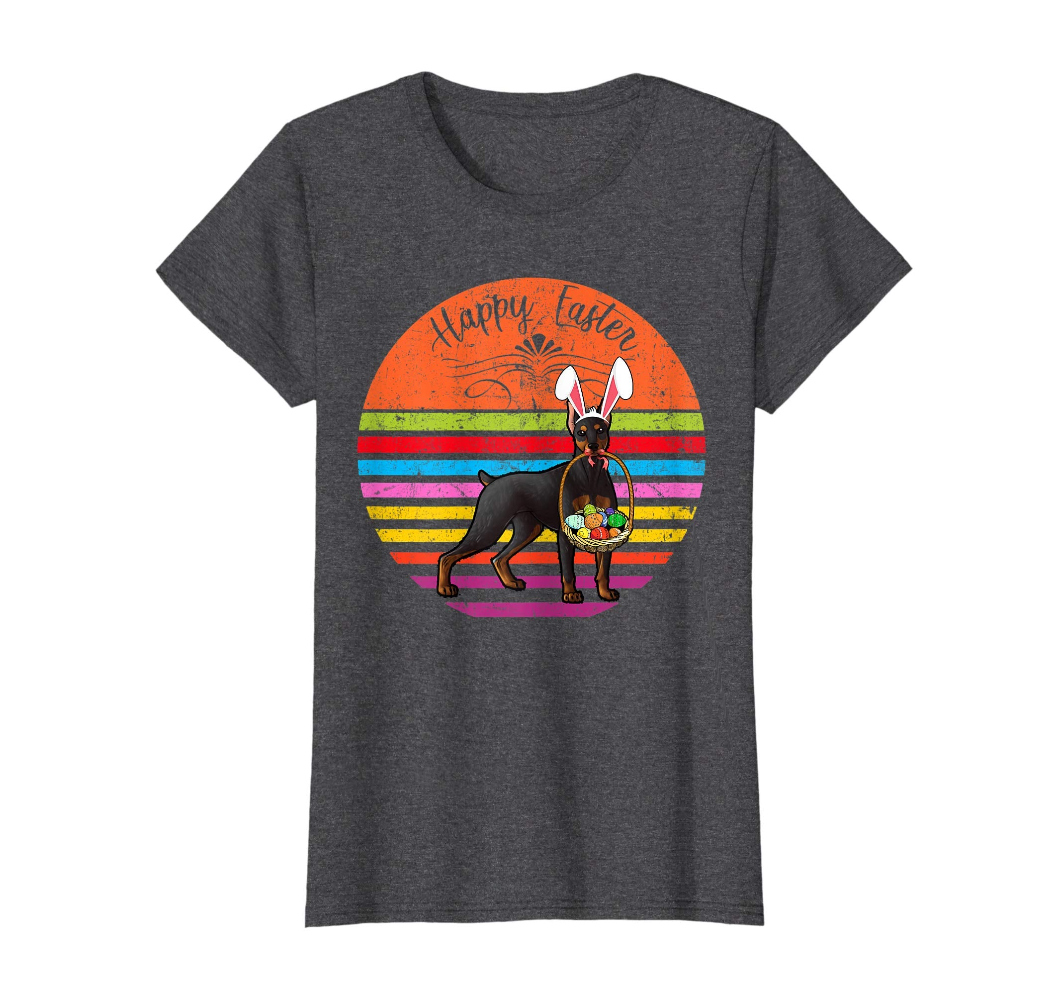 Vintage Doberman Pinscher Dog Easter Eggs Basket T Shirt