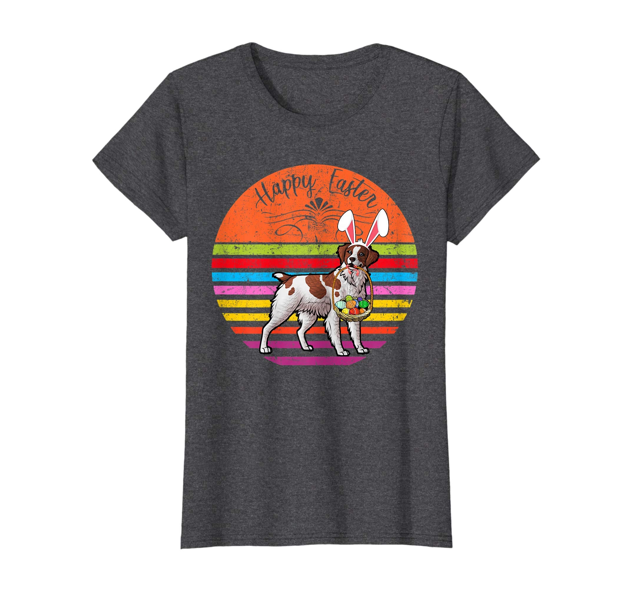 Vintage Brittany Spaniel Dog Easter Eggs Basket T Shirt