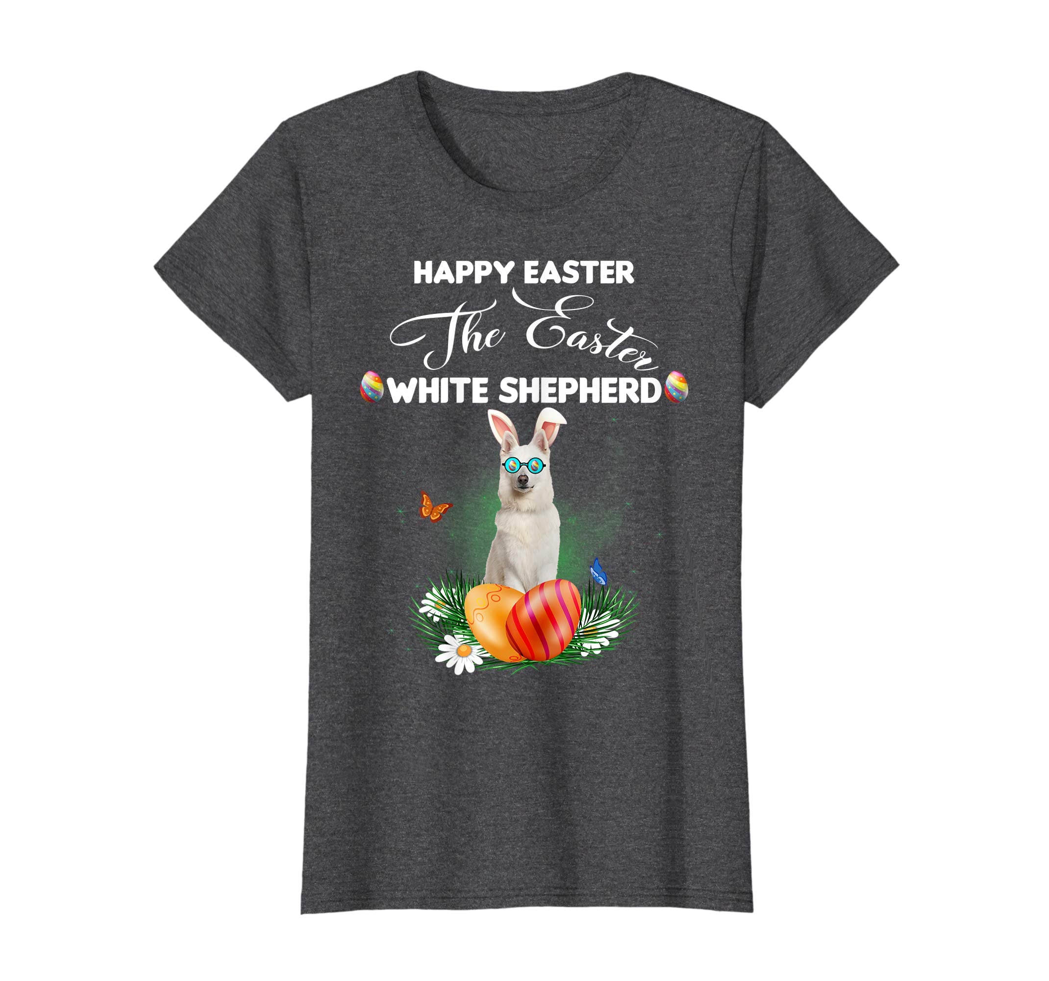 White Shepherd Dog Sunglass Bunny Happy Easter Day Tshirt