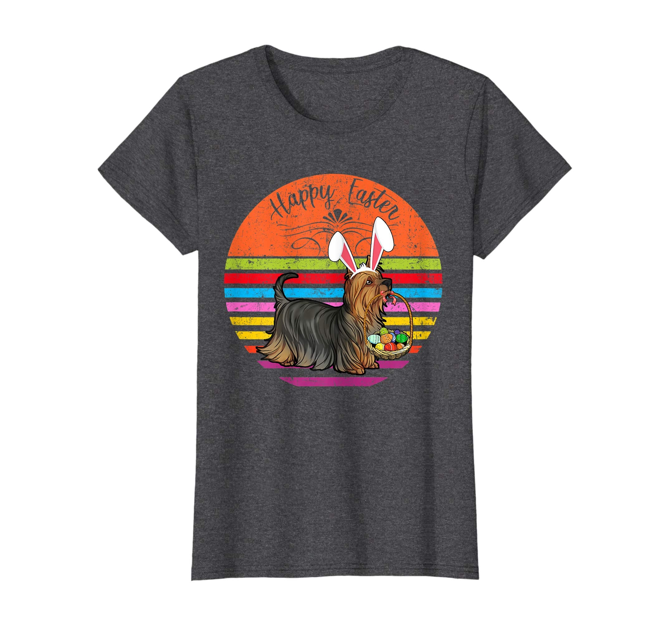 Cute Silky Terrier Dog With Bunny Hat Easter Eggs T Shirt