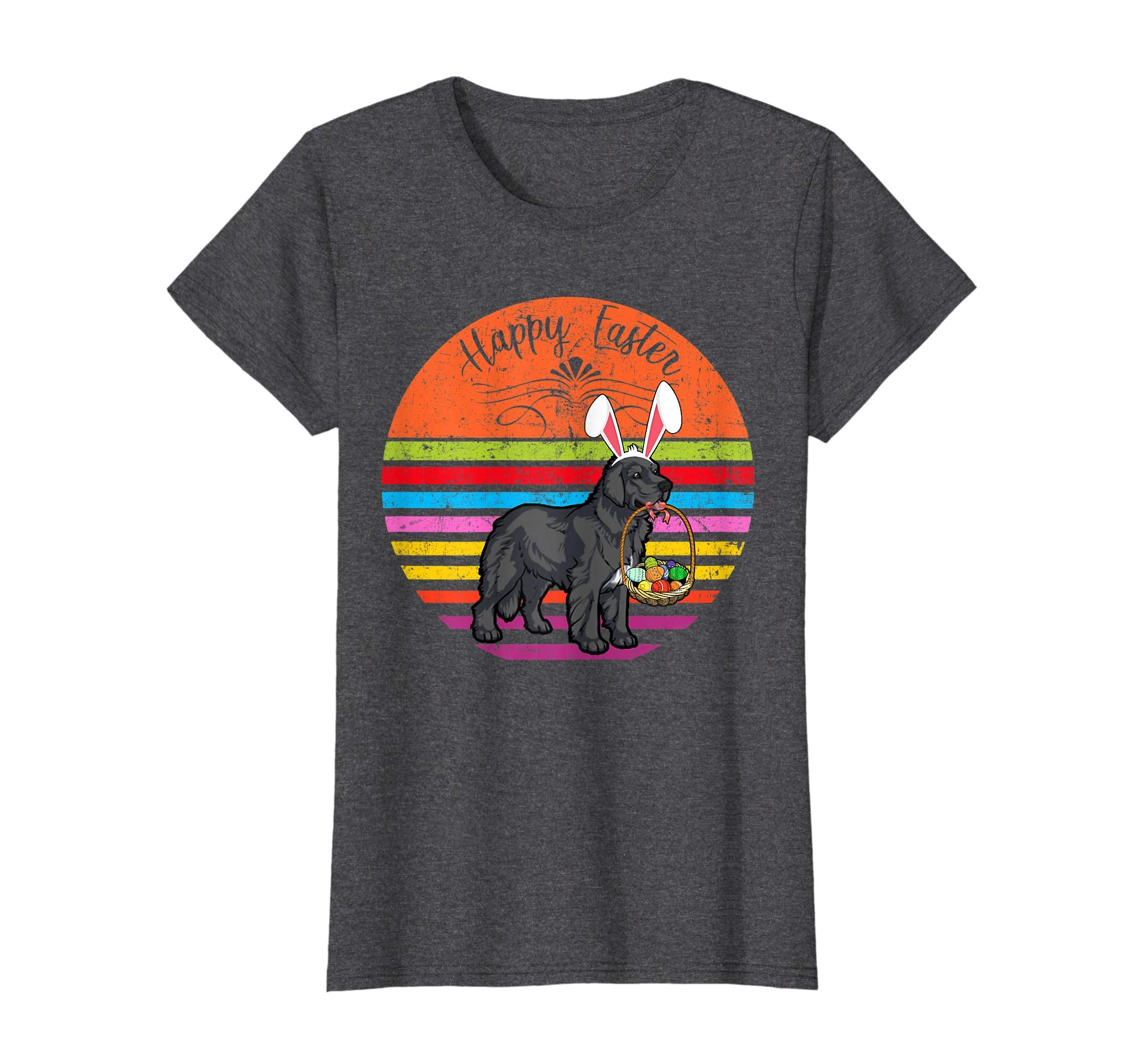 Cute Newfoundland Dog With Bunny Hat Happy Easter Eggs Shirt