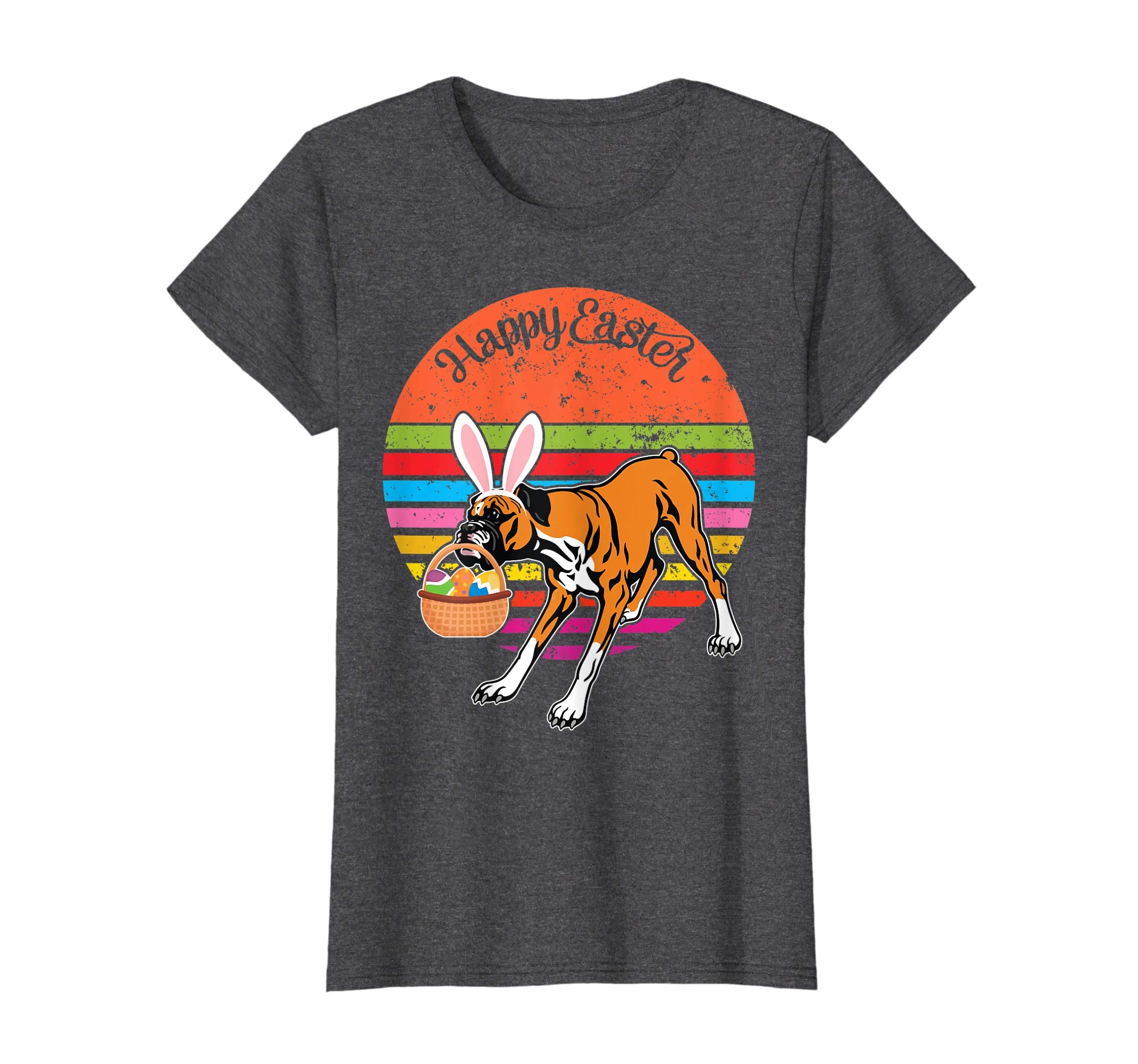 Boxer Bunny Dog Easter Eggs Happy Easter Vintage Retro Shirt