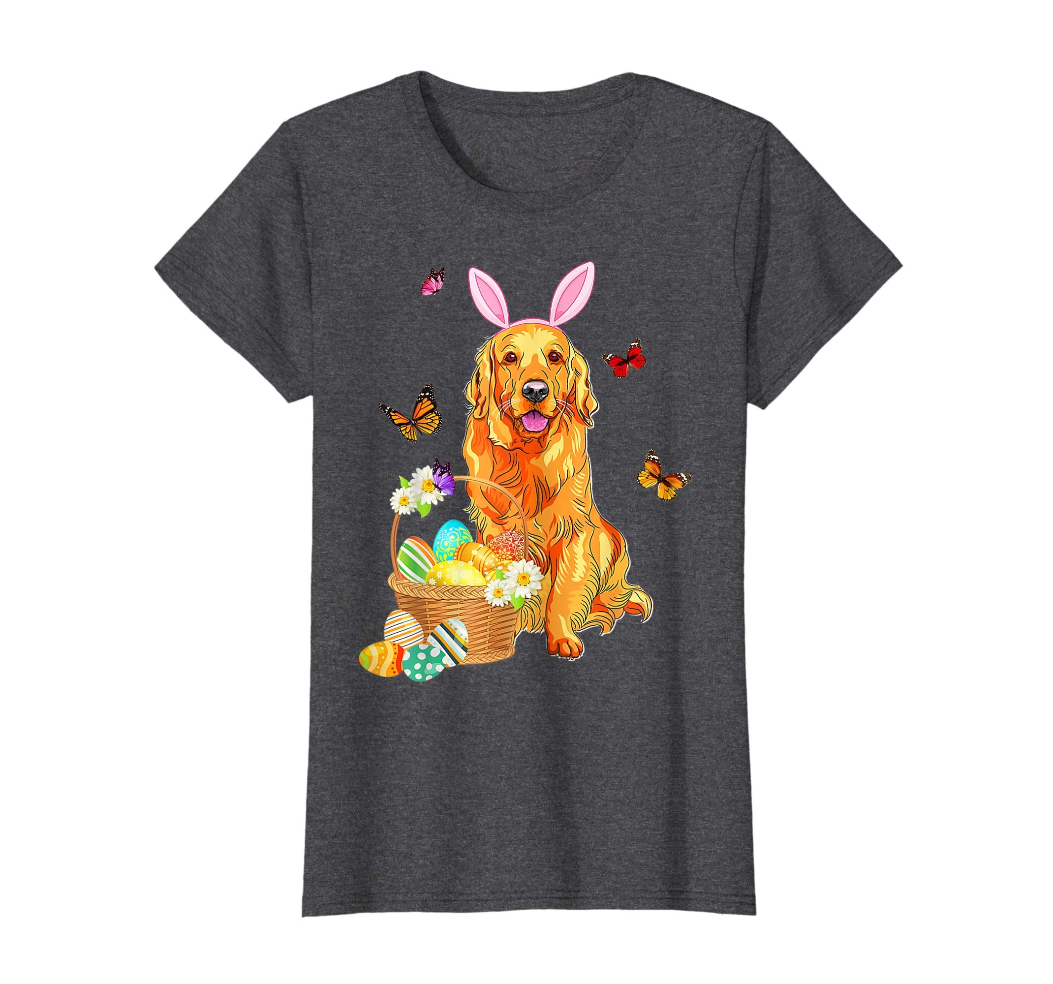 Golden Retriever Bunny Hat Rabbit Easter Eggs Shirt Happy E