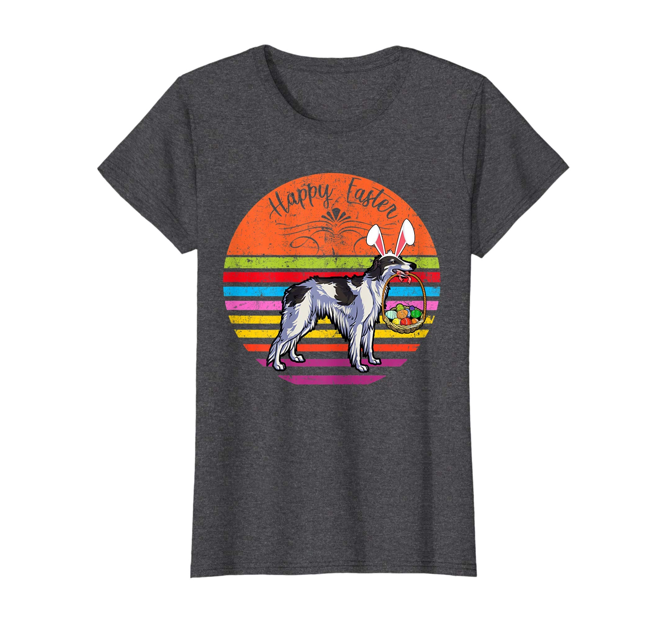 Cute Borzoi Dog With Bunny Hat Happy Easter Eggs T Shirt