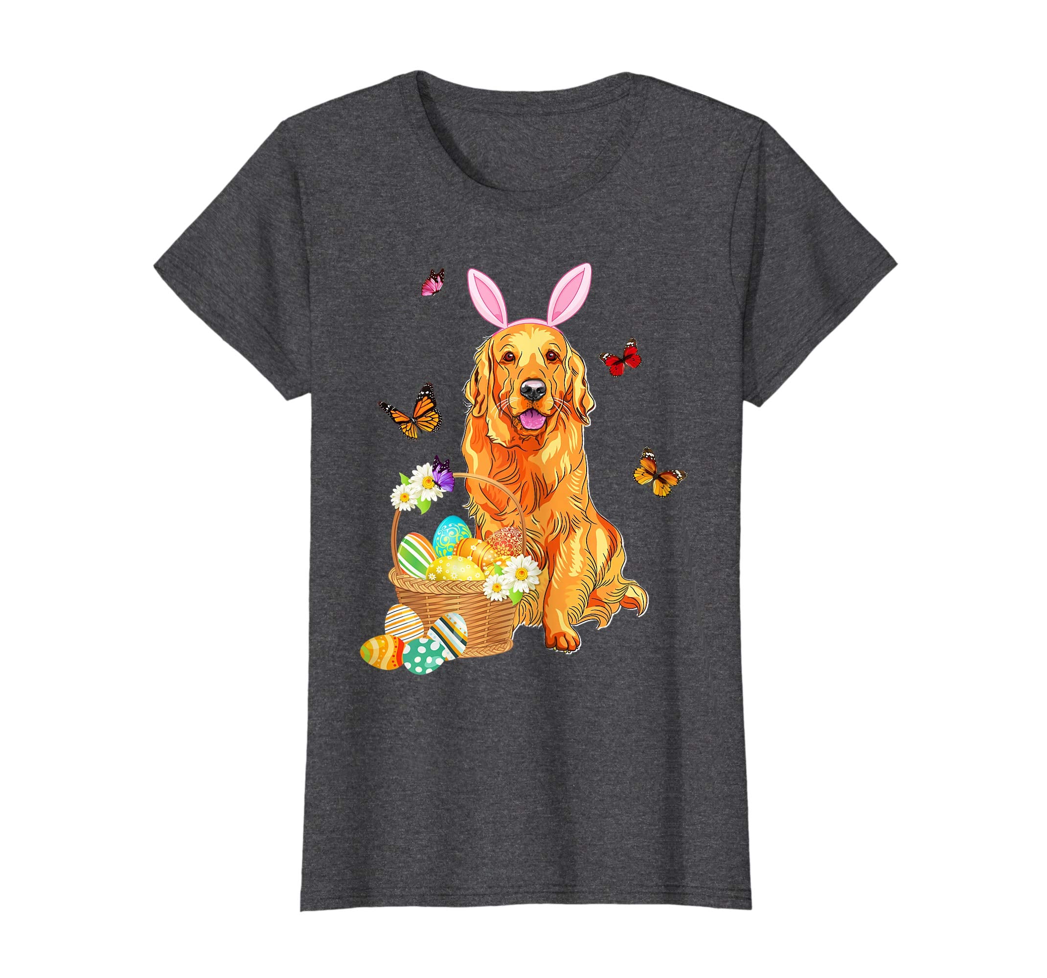 Golden Retriever Bunny Hat Rabbit Easter Eggs Shirt Happy Ea