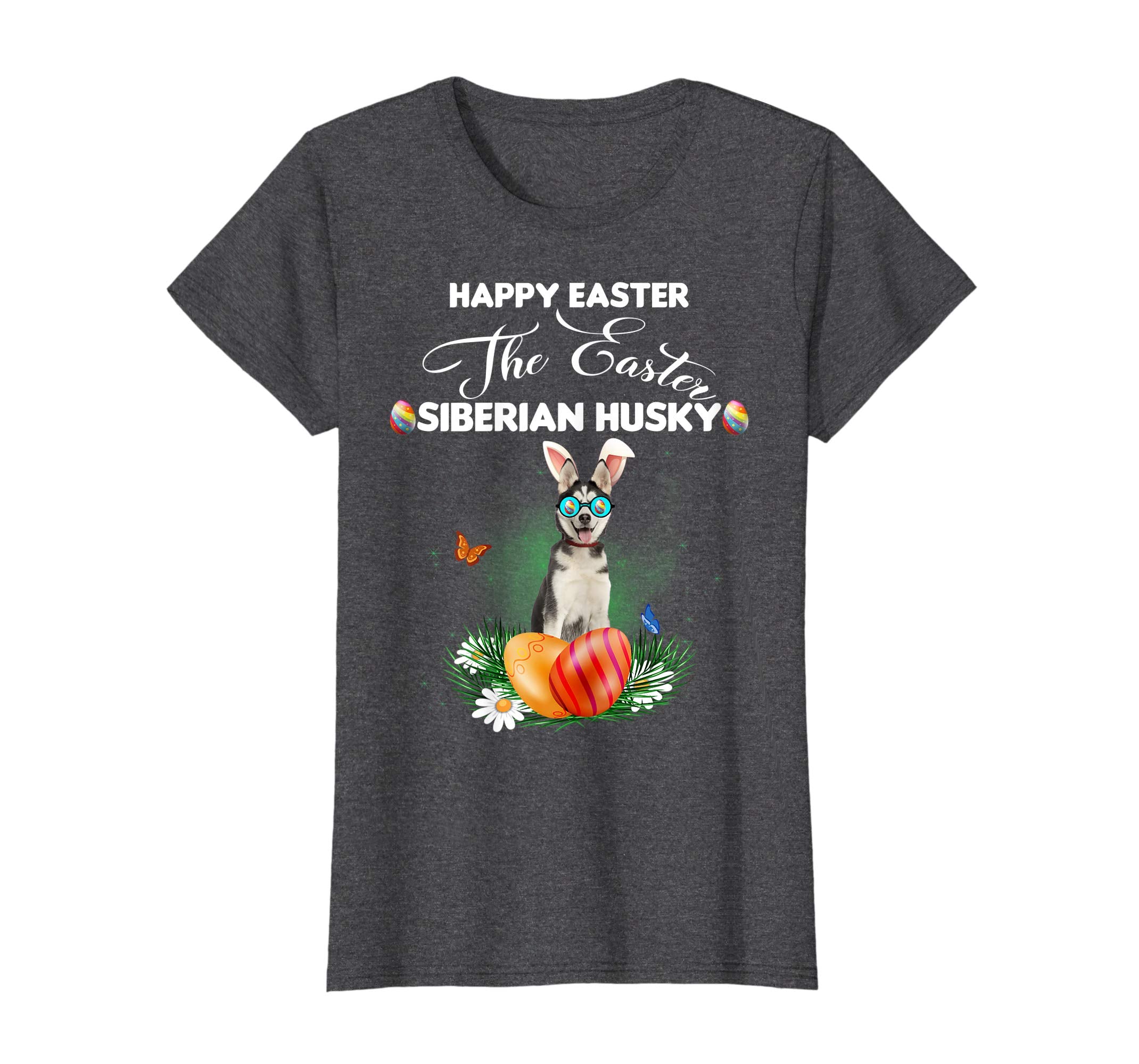 Siberian Husky Dog Sunglass Bunny Happy Easter Day Tshirt