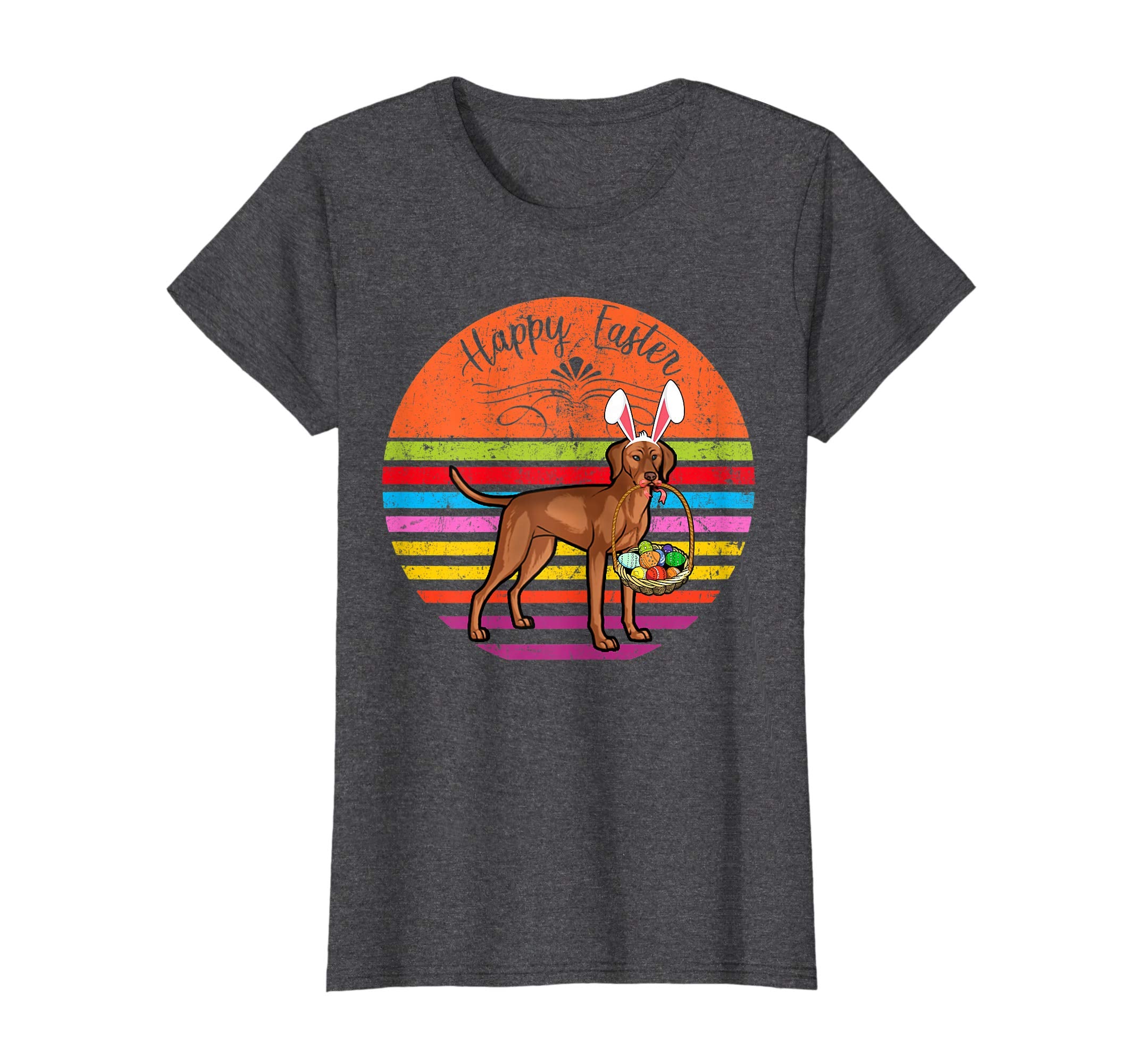 Cute Vizsla Dog With Bunny Hat Happy Easter Eggs T Shirt