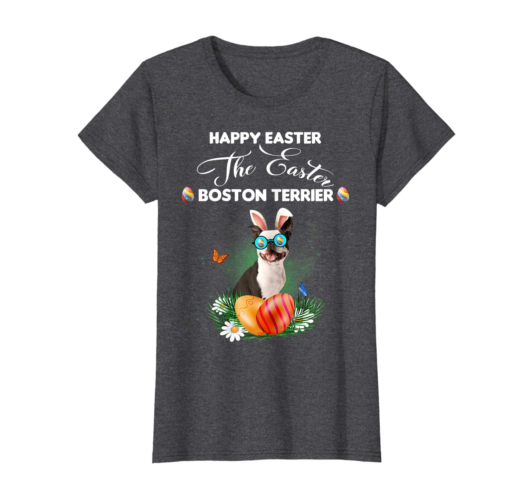 Boston Terrier Dog Sunglass Bunny Happy Easter Day Tshirt