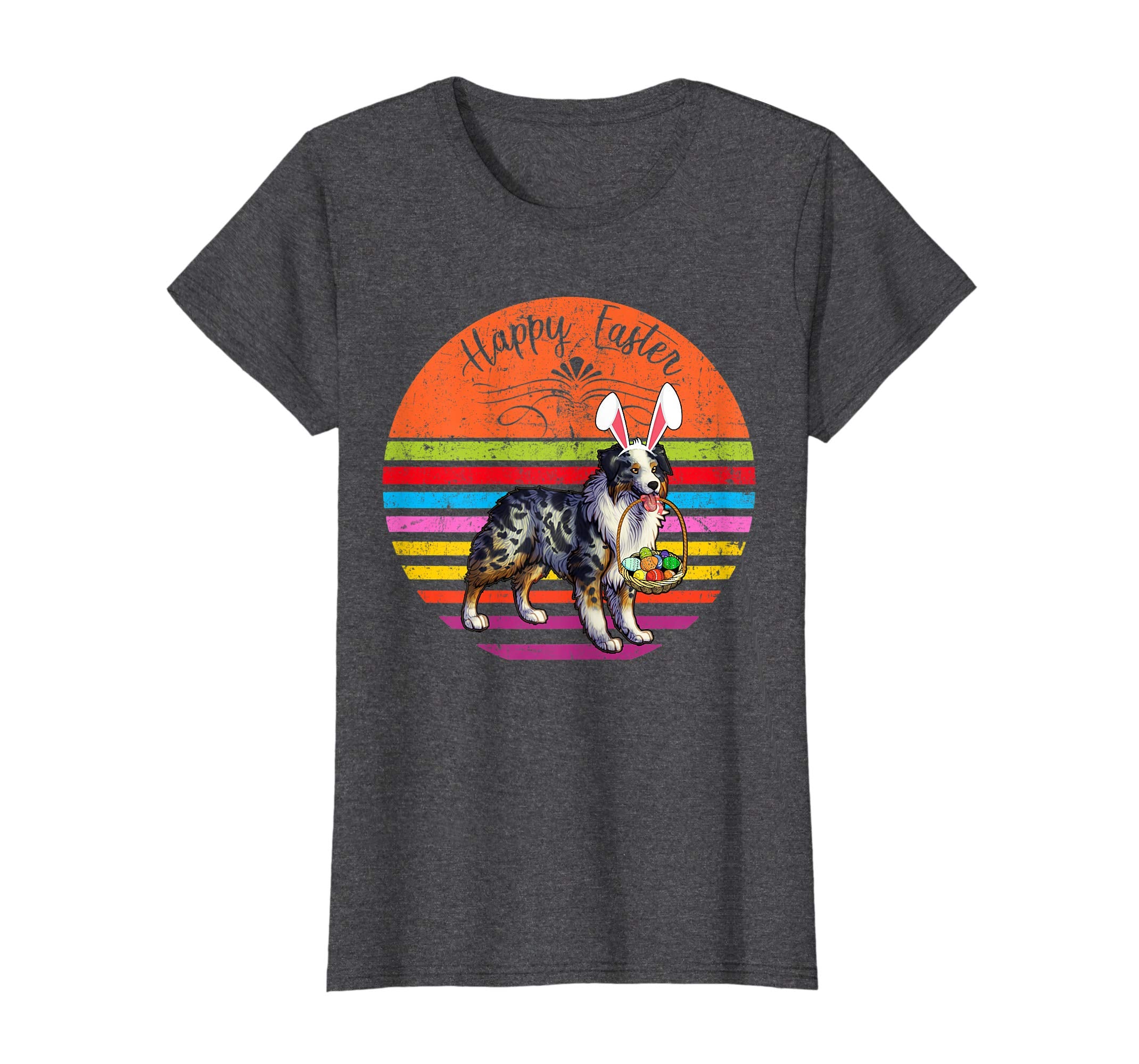 Vintage Australian Sheepdog Dog Easter Eggs Basket T Shirt