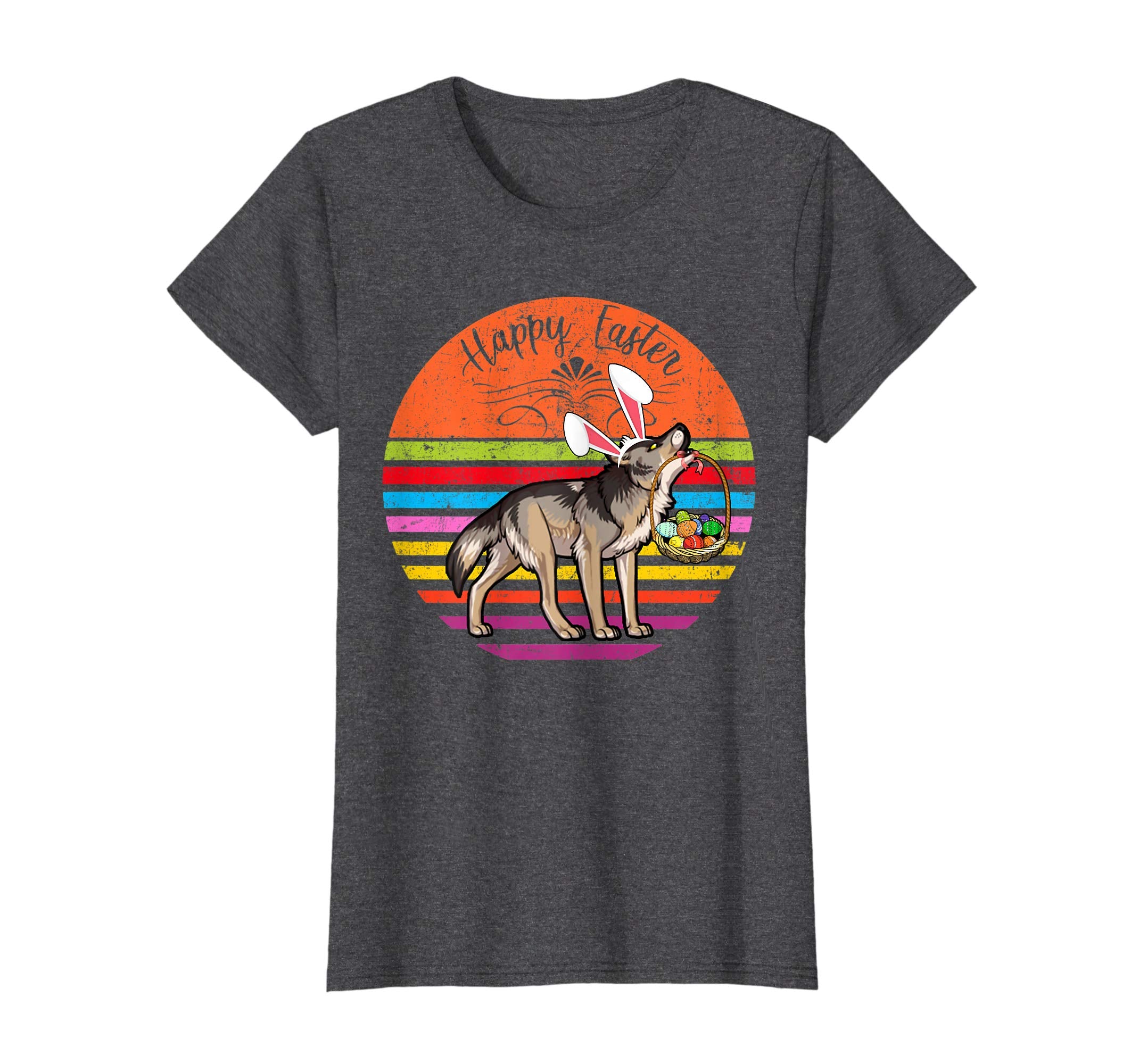 Cute Wolf Dog With Bunny Hat Happy Easter Eggs T Shirt
