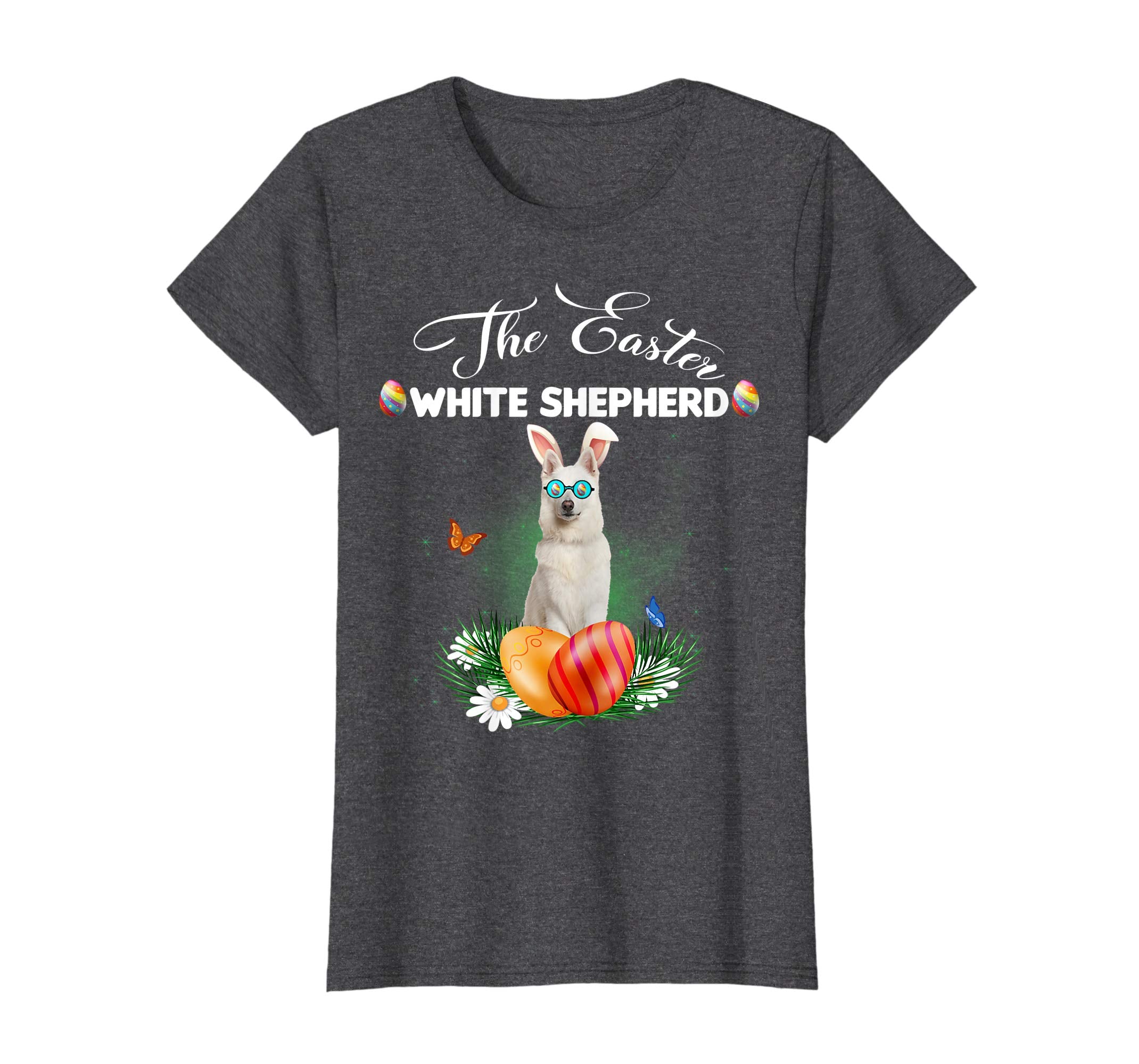 White Shepherd Bunny Easter Day Dog Gifts T-Shirt