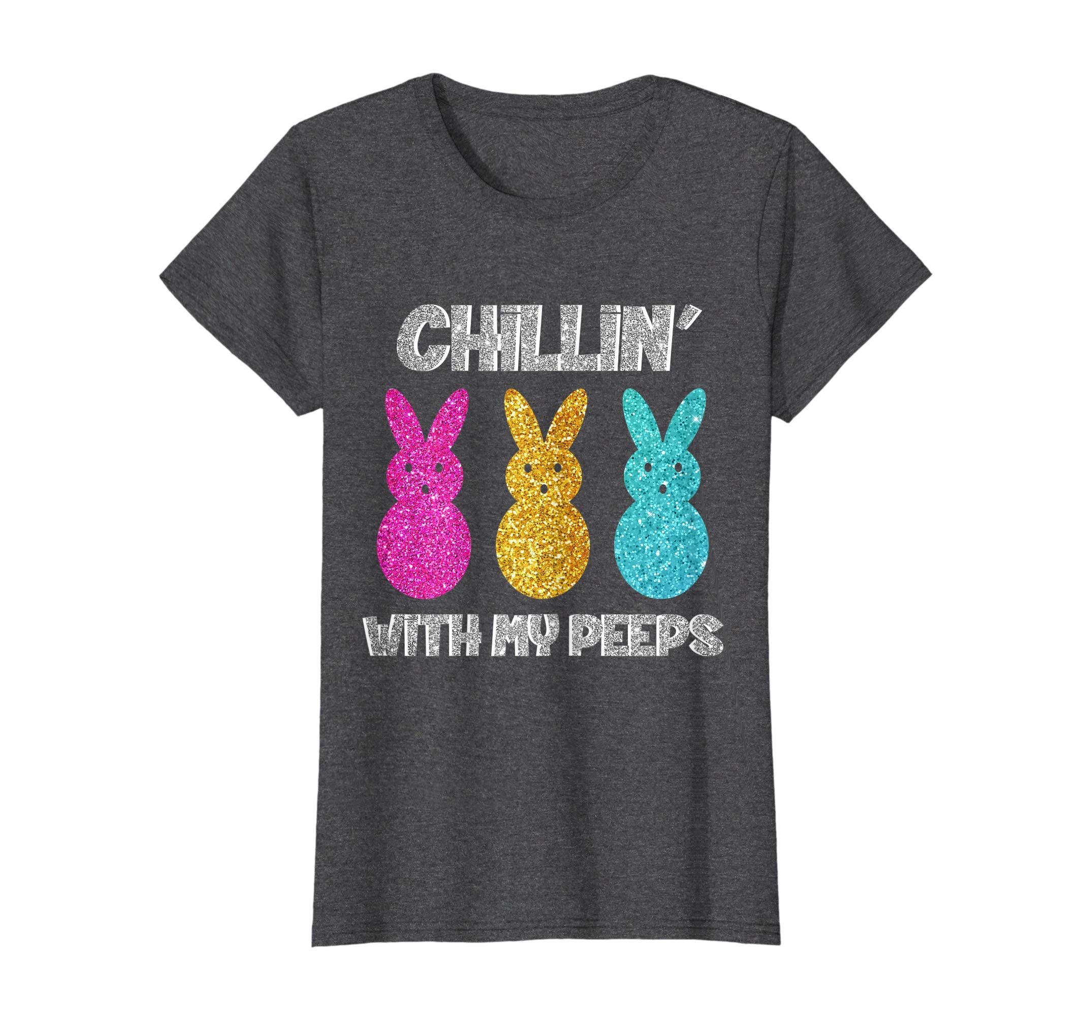 Funny Colorful Bunny Chillin With My Peeps Easter T-Shirt
