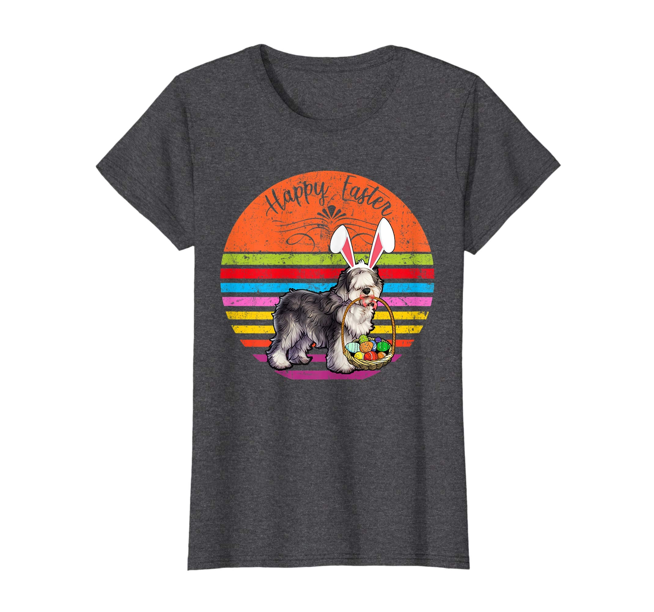 Vintage Olde English Sheepdog Dog Easter Eggs Basket T Shirt