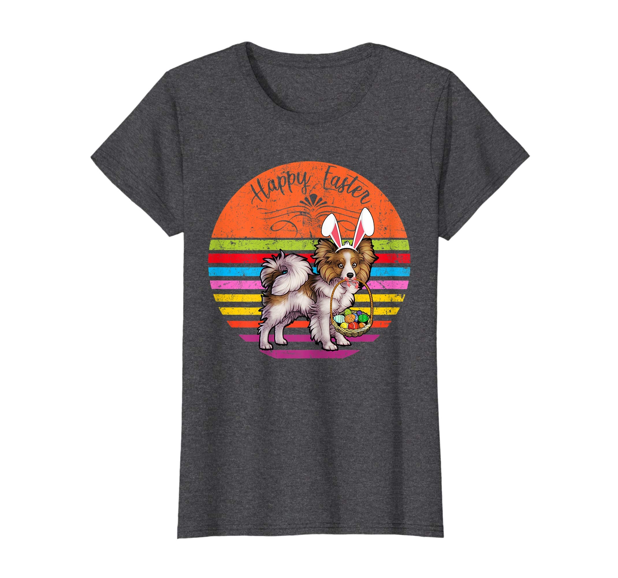 Vintage Papillon Dog Easter Eggs Basket T Shirt