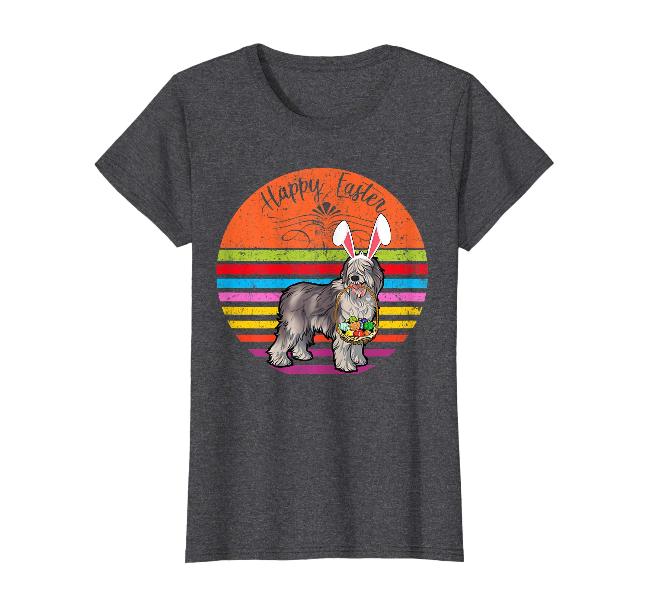 Cute Olde Sheepdog Dog With Bunny Hat Easter Eggs Shirt