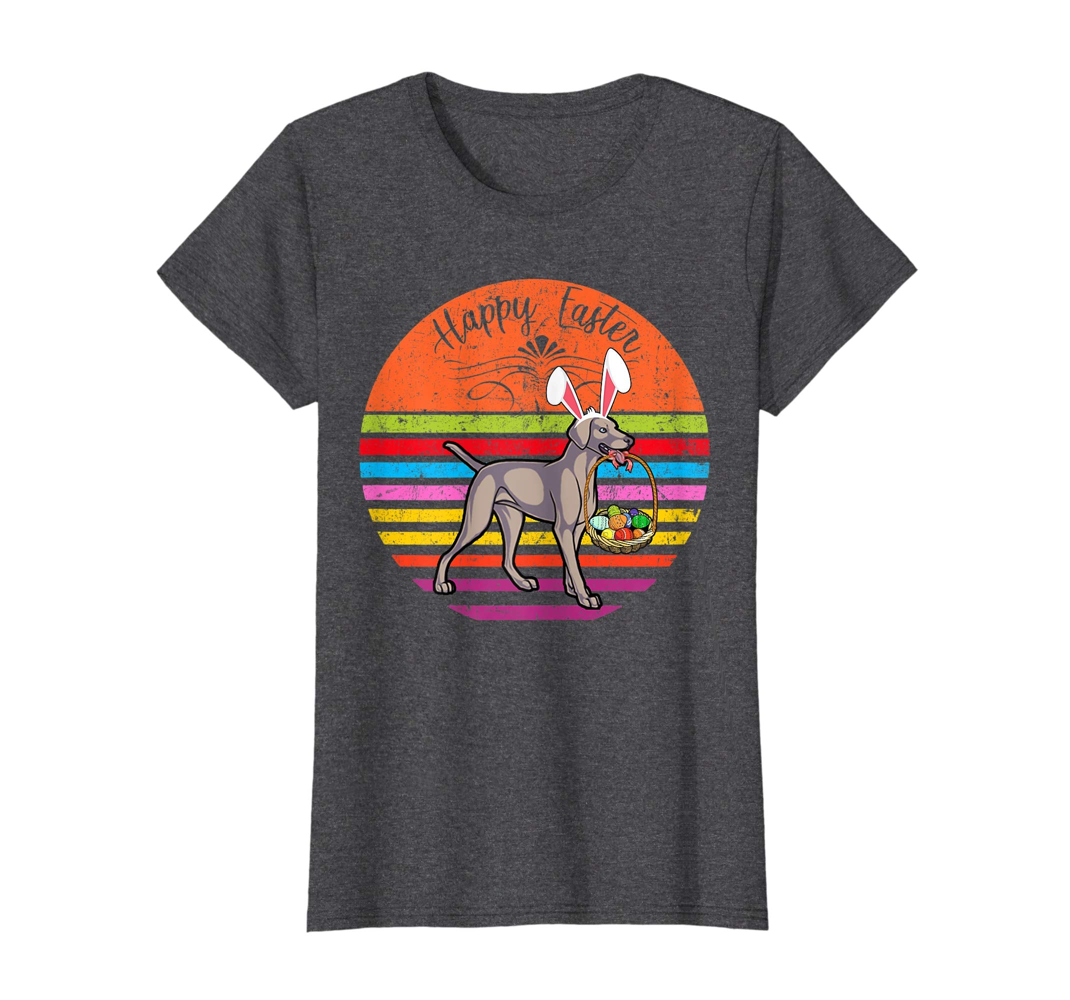 Cute Weimaraner Dog With Bunny Hat Happy Easter Eggs T Shirt