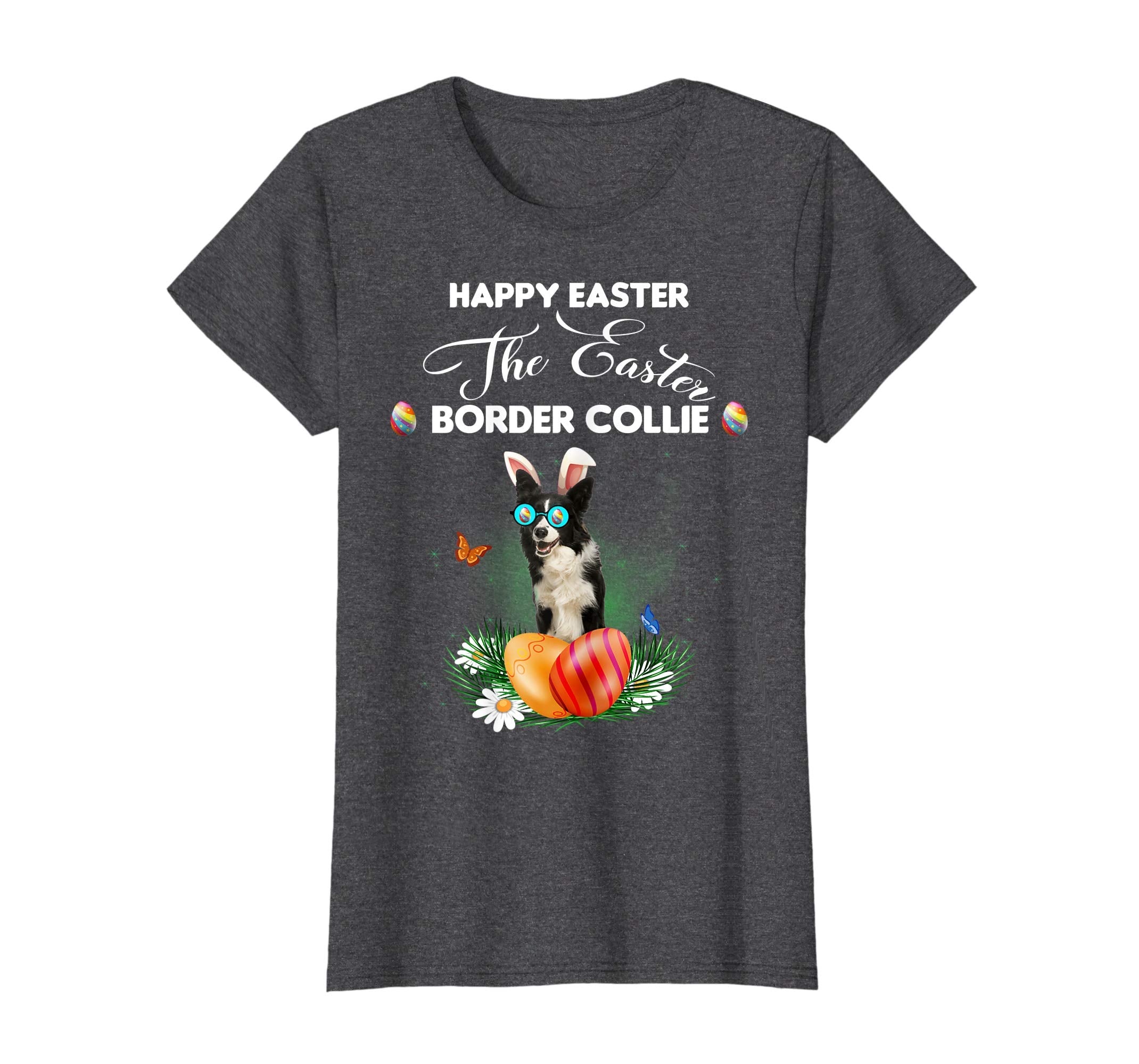 Border Collie Dog Sunglass Bunny Happy Easter Day Tshirt