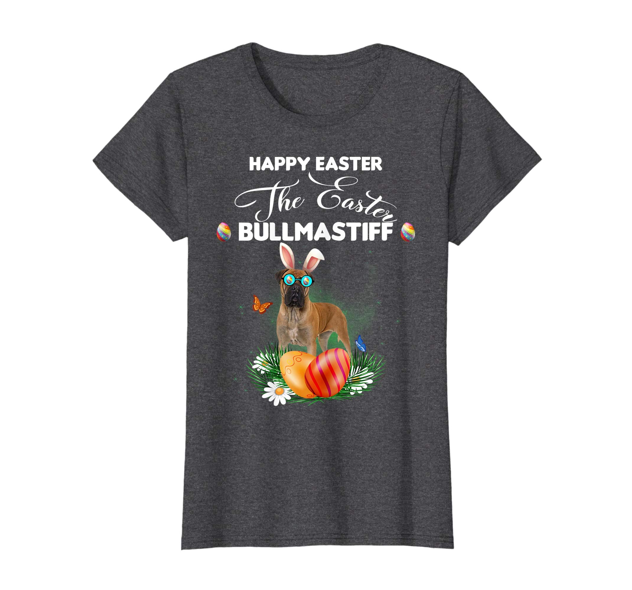 Bullmastiff Dog Sunglass Bunny Happy Easter Day Tshirt