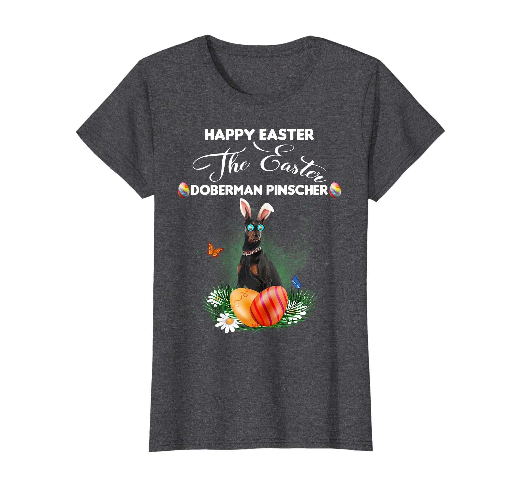 Doberman Pinscher Dog Sunglass Bunny Happy Easter Day Tshirt