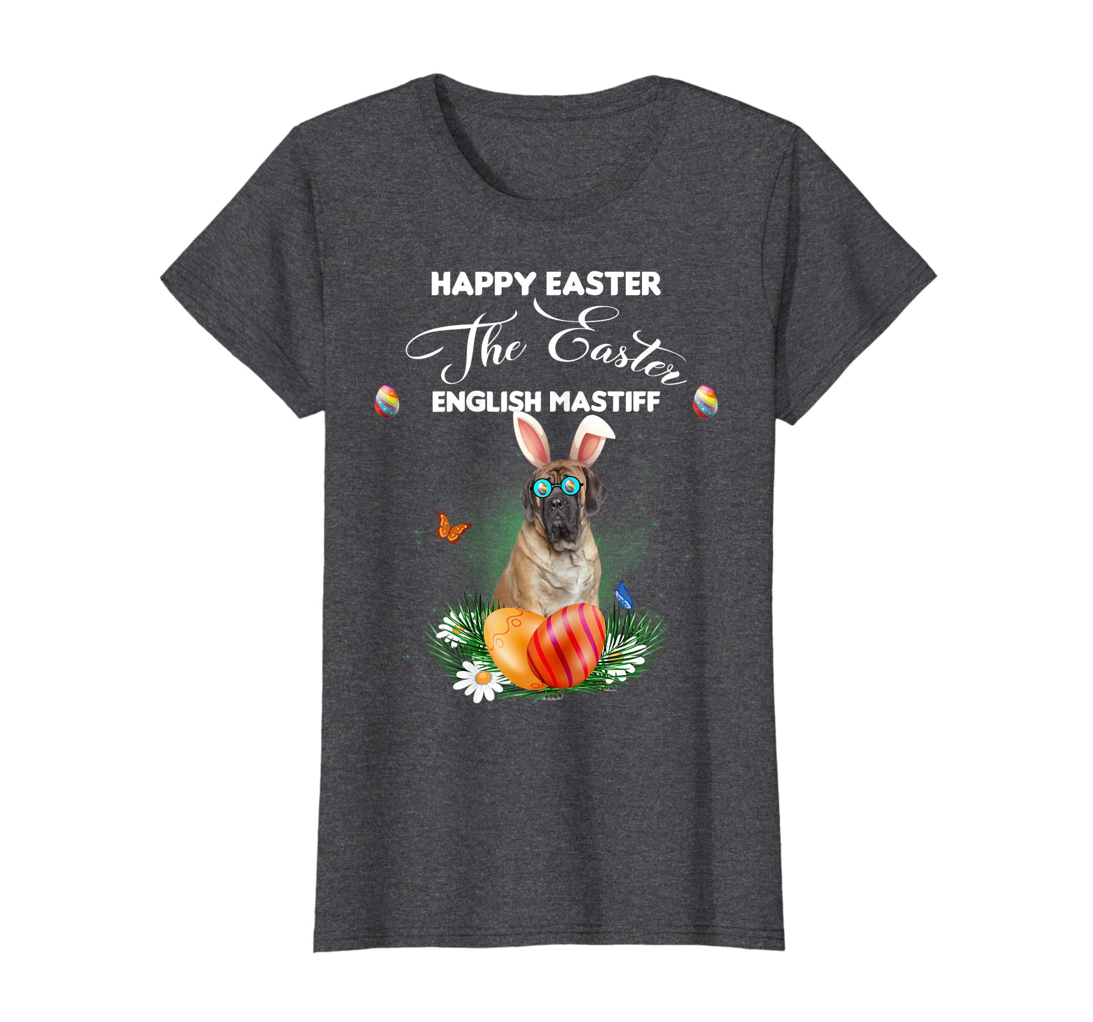 English Mastiff Dog Sunglass Bunny Happy Easter Day Tshirt