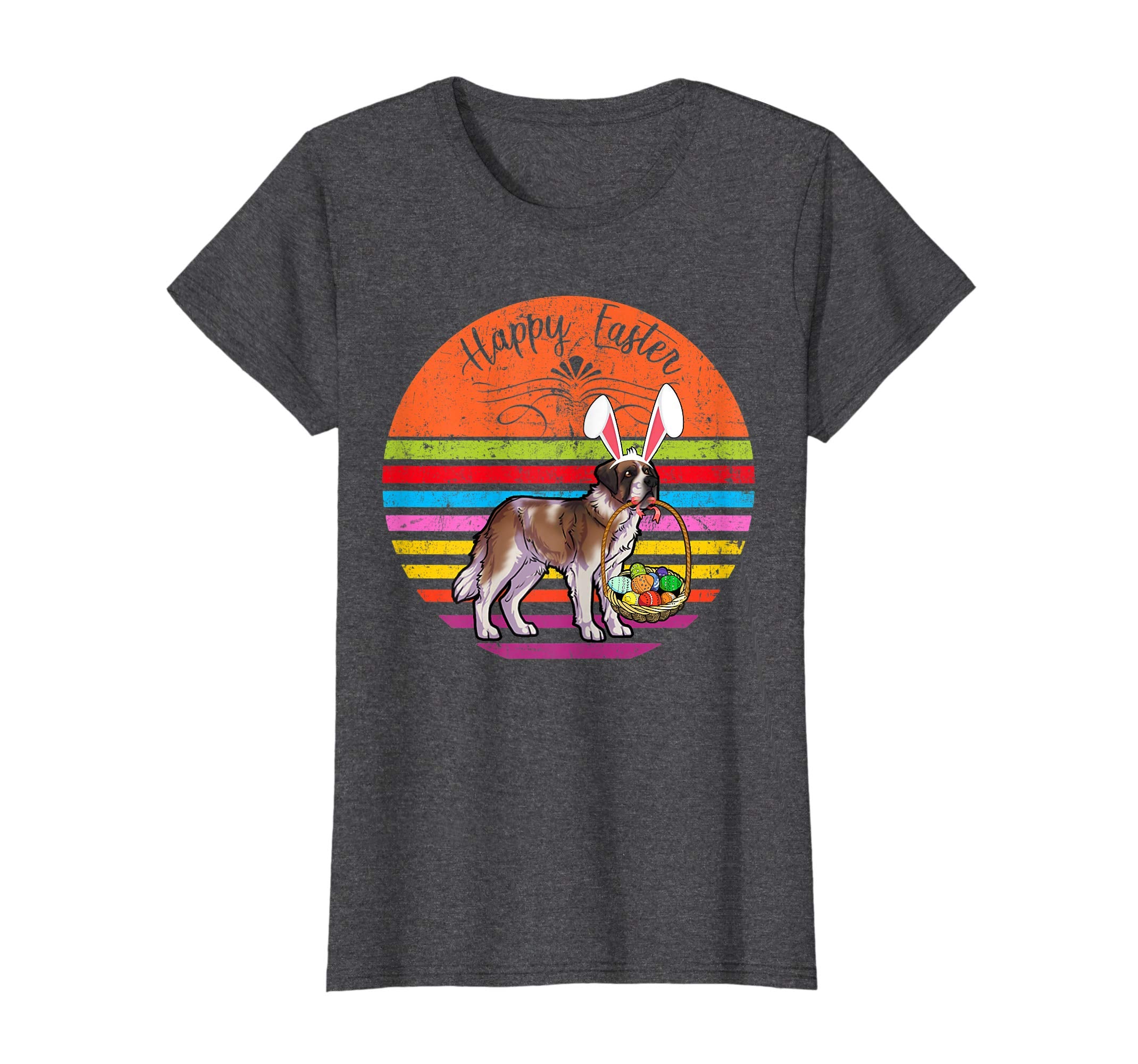 Cute Saint Bernard Dog With Bunny Hat Easter Eggs T Shirt