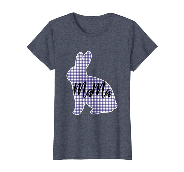 Womens Mama Bunny Blue Check T Shirt Funny Easter Present for Mom
