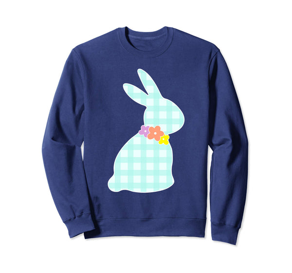 Bunny Buffalo Plaid Bow Happy Easter Women Sweatshirt Gift