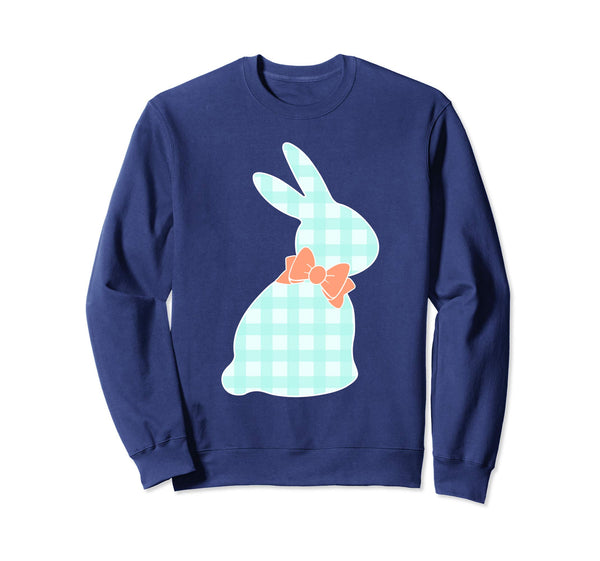 Bunny Buffalo Plaid Bow Happy Easter Women Sweatshirt Gift