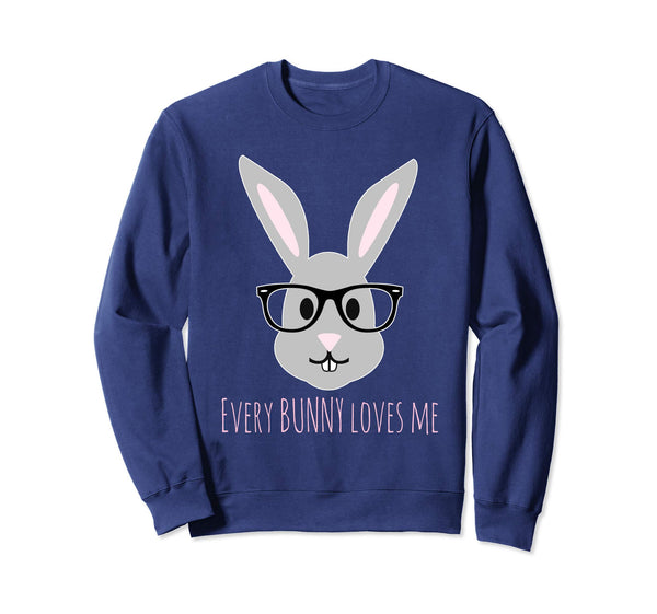 Happy Easter Shirt Cute Bunny Head with Glasses Sweatshirt