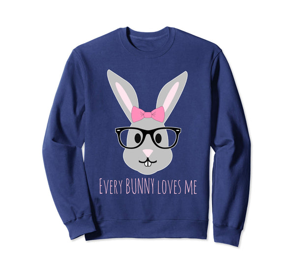 Happy Easter Shirt Girl Bunny with Glasses Sweatshirt