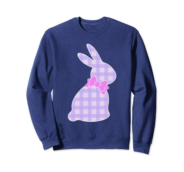 Bunny Buffalo Plaid Bow Happy Easter Women Sweatshirt Gift