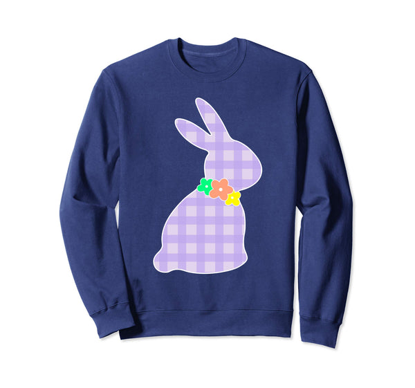 Bunny Buffalo Plaid Bow Happy Easter Women Sweatshirt Gift