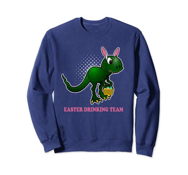 Easter T-Rex Bunny Ears Holding Easter Egg Basket Sweatshirt