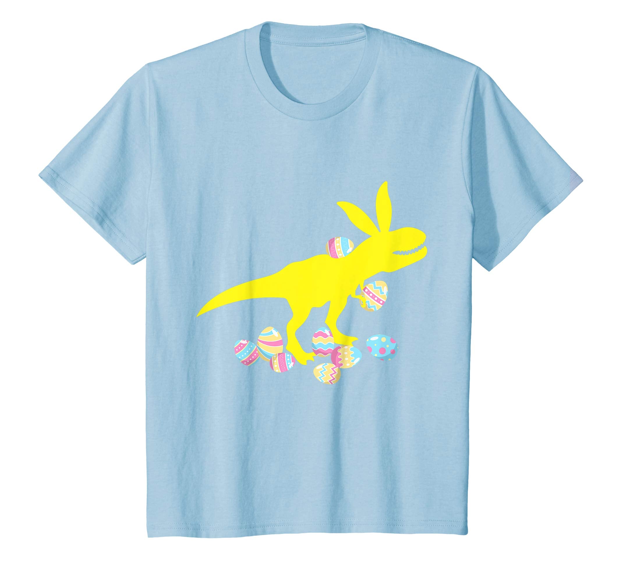 Yellow Dinosaur T-rex Bunny Playing Easter Eggs Happy Shirt