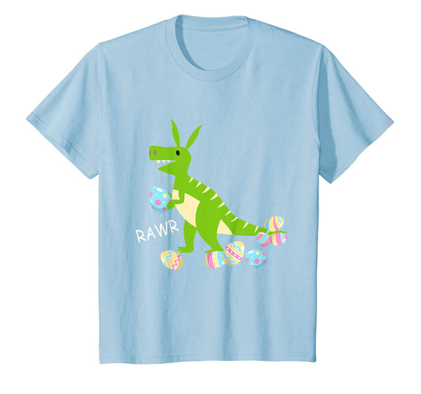 Green Dinosaur T-rex Bunny Playing Easter Eggs Happy Shirt