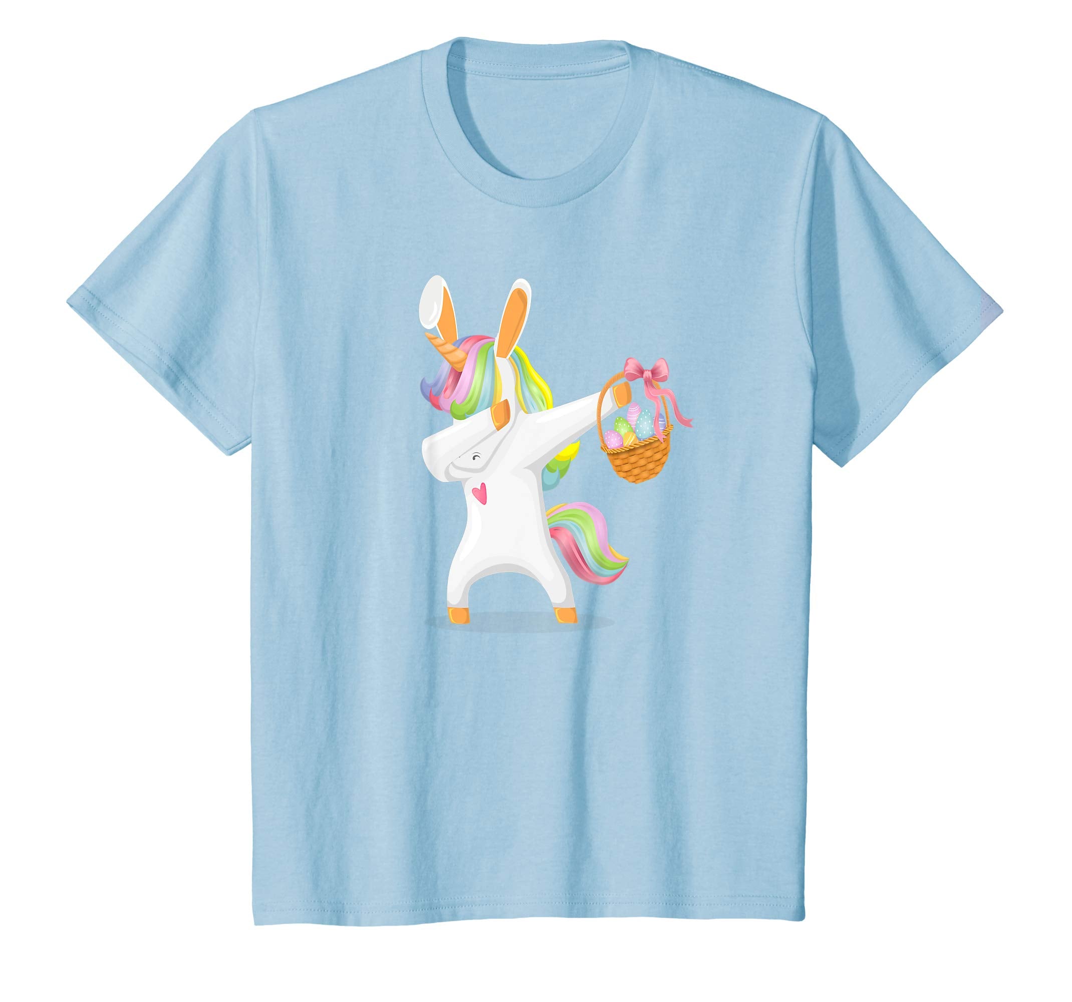 Dabbing Unicorn With Bunny Rabbit Ears & Easter Basket Shirt