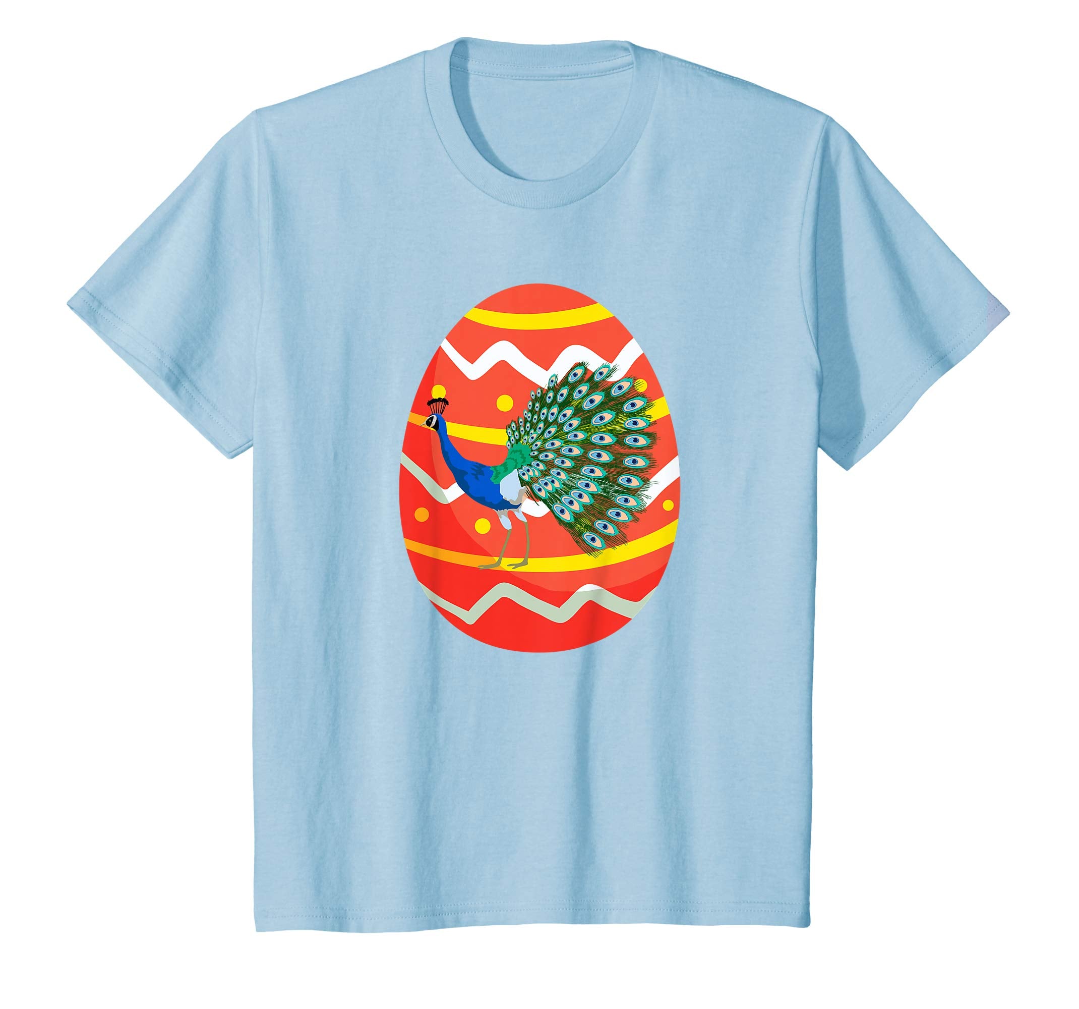 Happy Peacock Easter Egg Bunny T-Shirt for Kids Boys Girls