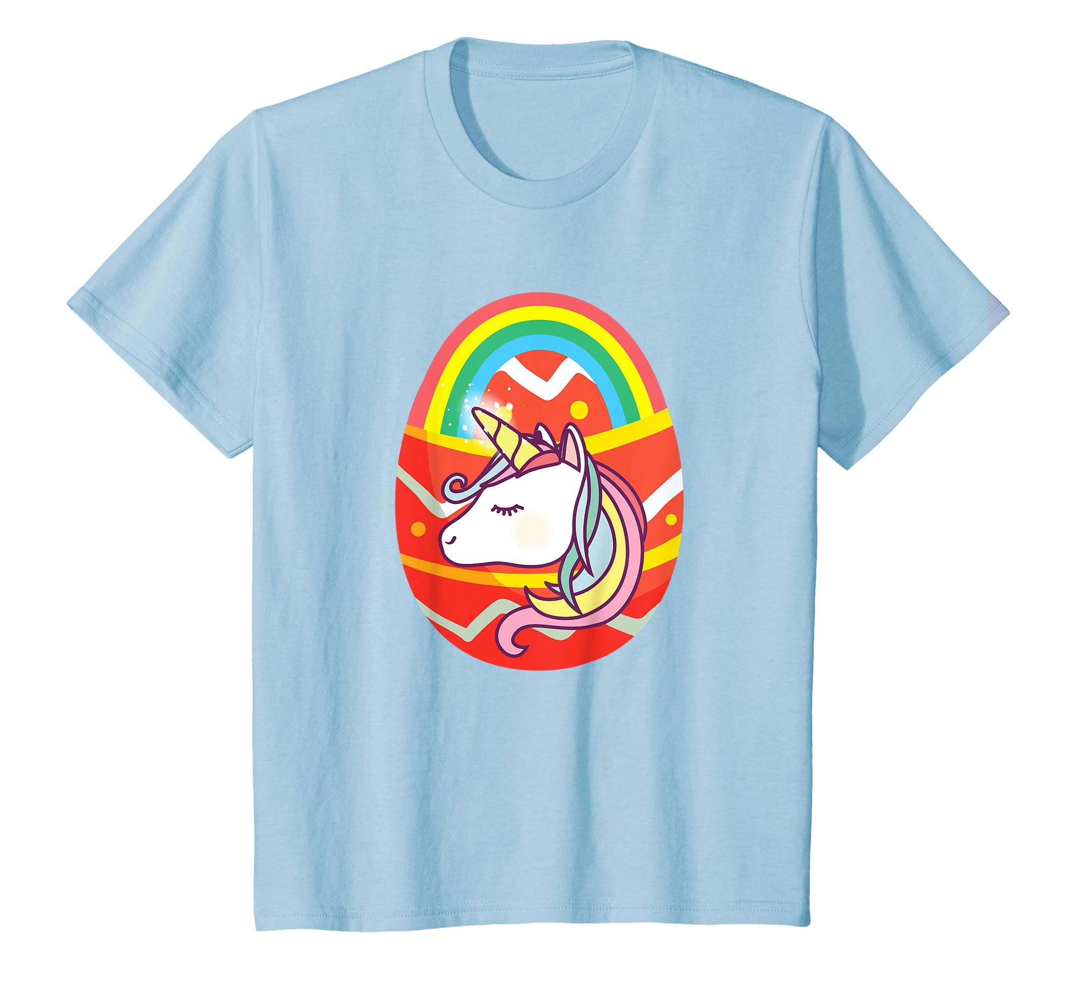 Cute Unicorn Rainbow Easter Bunny Egg T-Shirt for Kids Girls