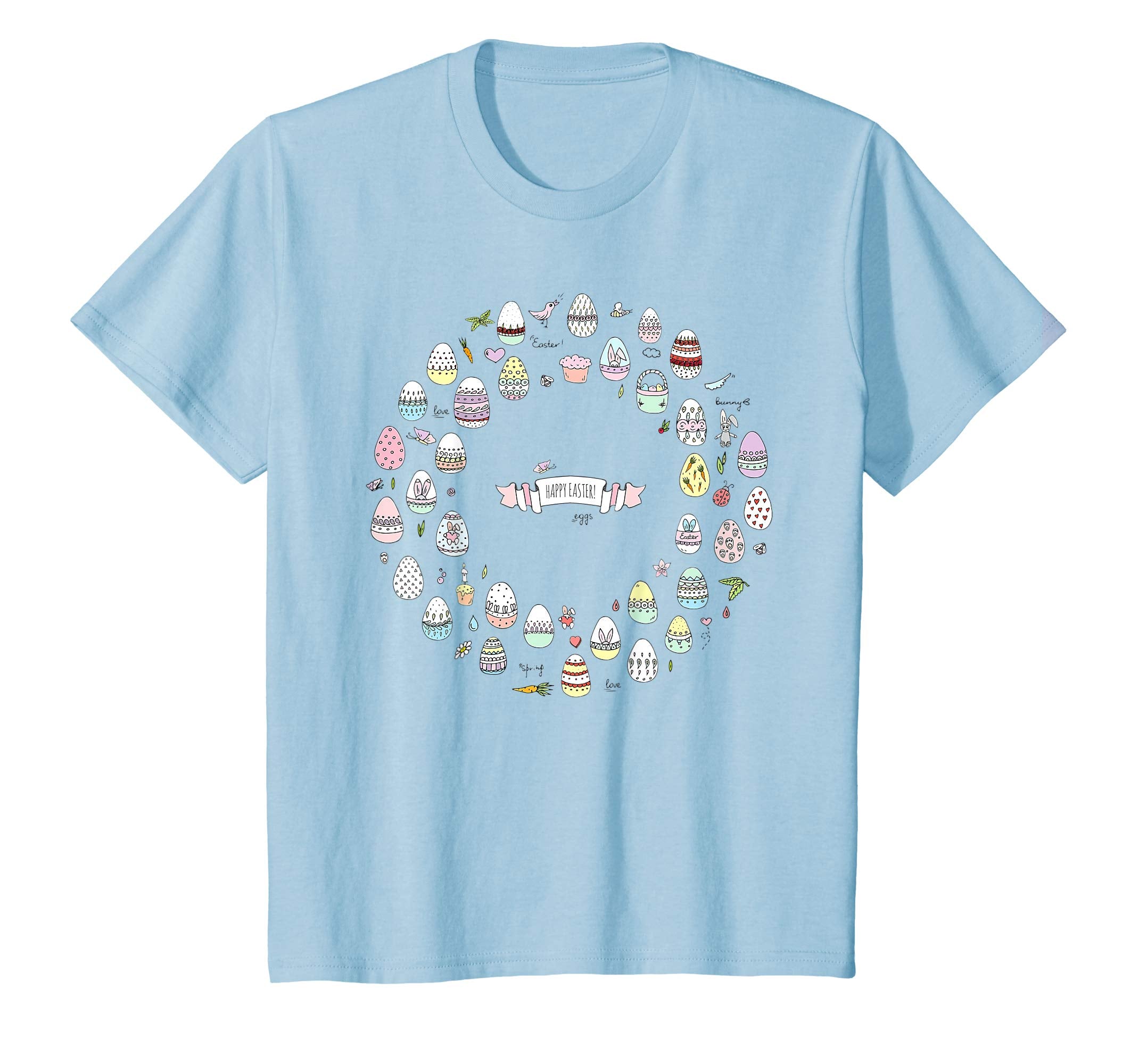 Women Girl Easter Eggs Wreath T-shirt Easter Basket Shirt
