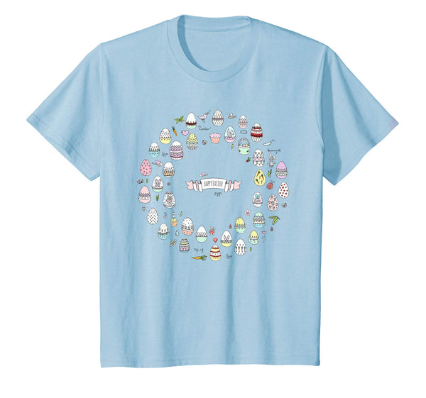Women Girl Easter Eggs Wreath T-shirt Easter Basket Shirt
