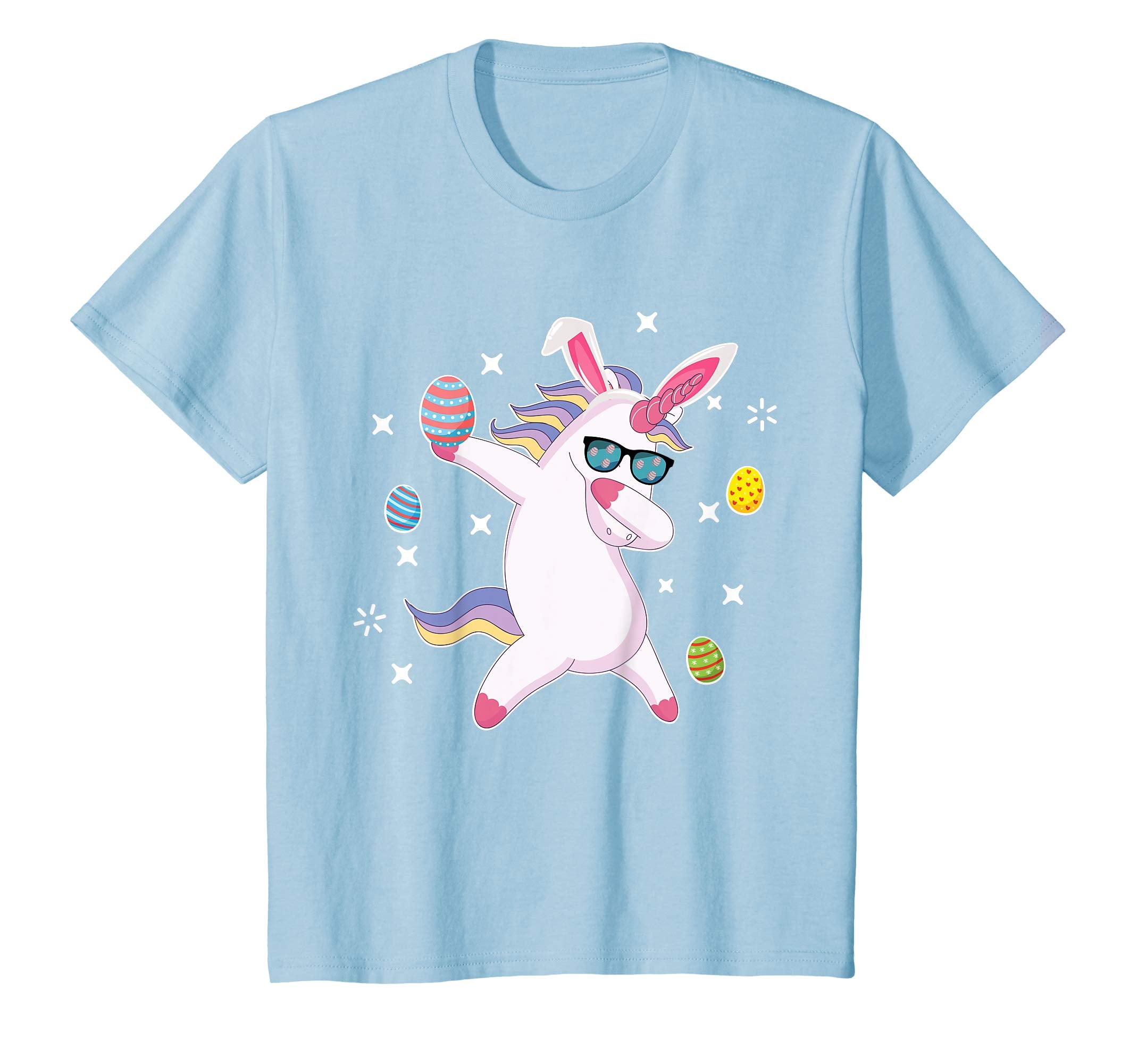 Unicorn Bunny Dabbing Around Easter Eggs Stars Happy Shirt