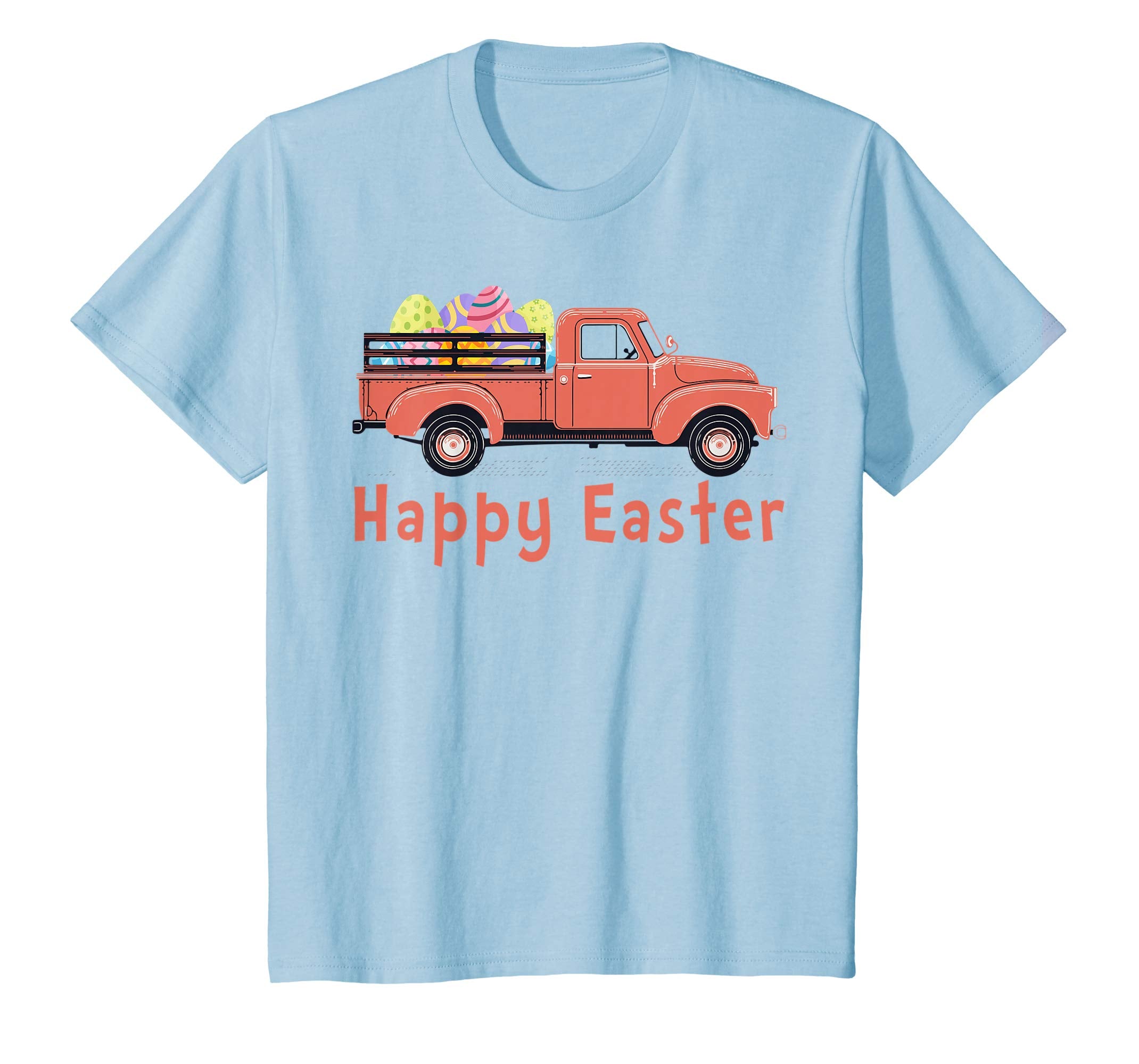 Cute Farm Truck With Easter Eggs-Happy Easter Kids T-Shirt