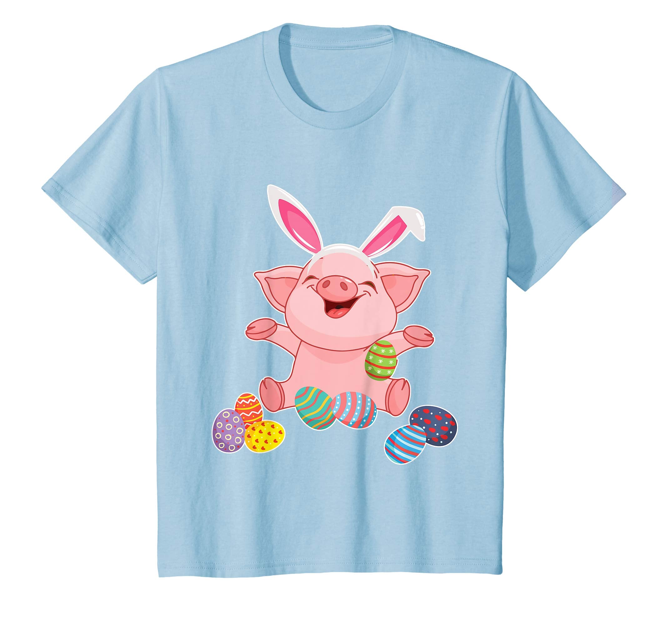 Pig And Bunny Rabbit Hat Playing Easter Eggs Happy Day Shirt