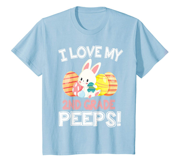 Rabbit &amp; Easter Eggs I Love My 2ND Grade Peeps Teacher Shirt