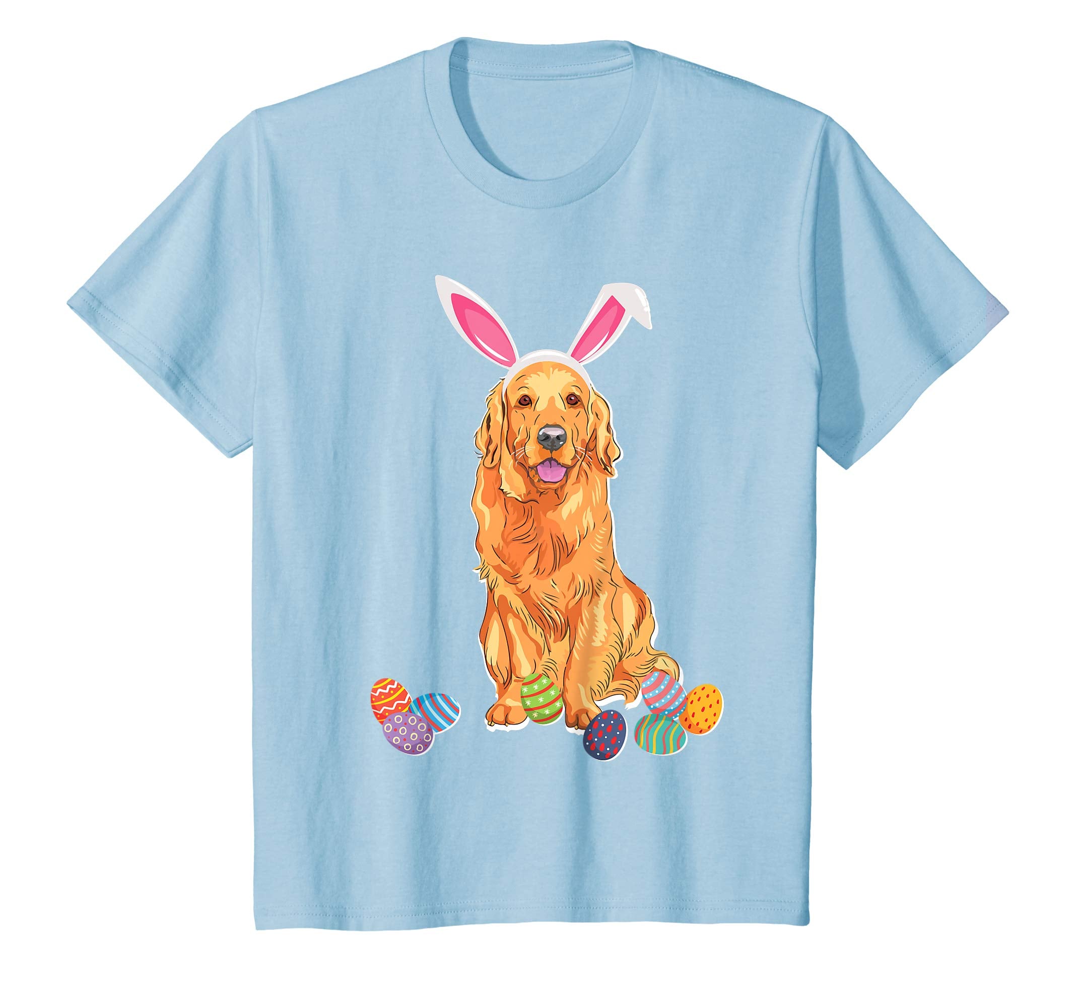 Golden Retriever Bunny Rabbit Hat Easter Eggs Happy Shirt