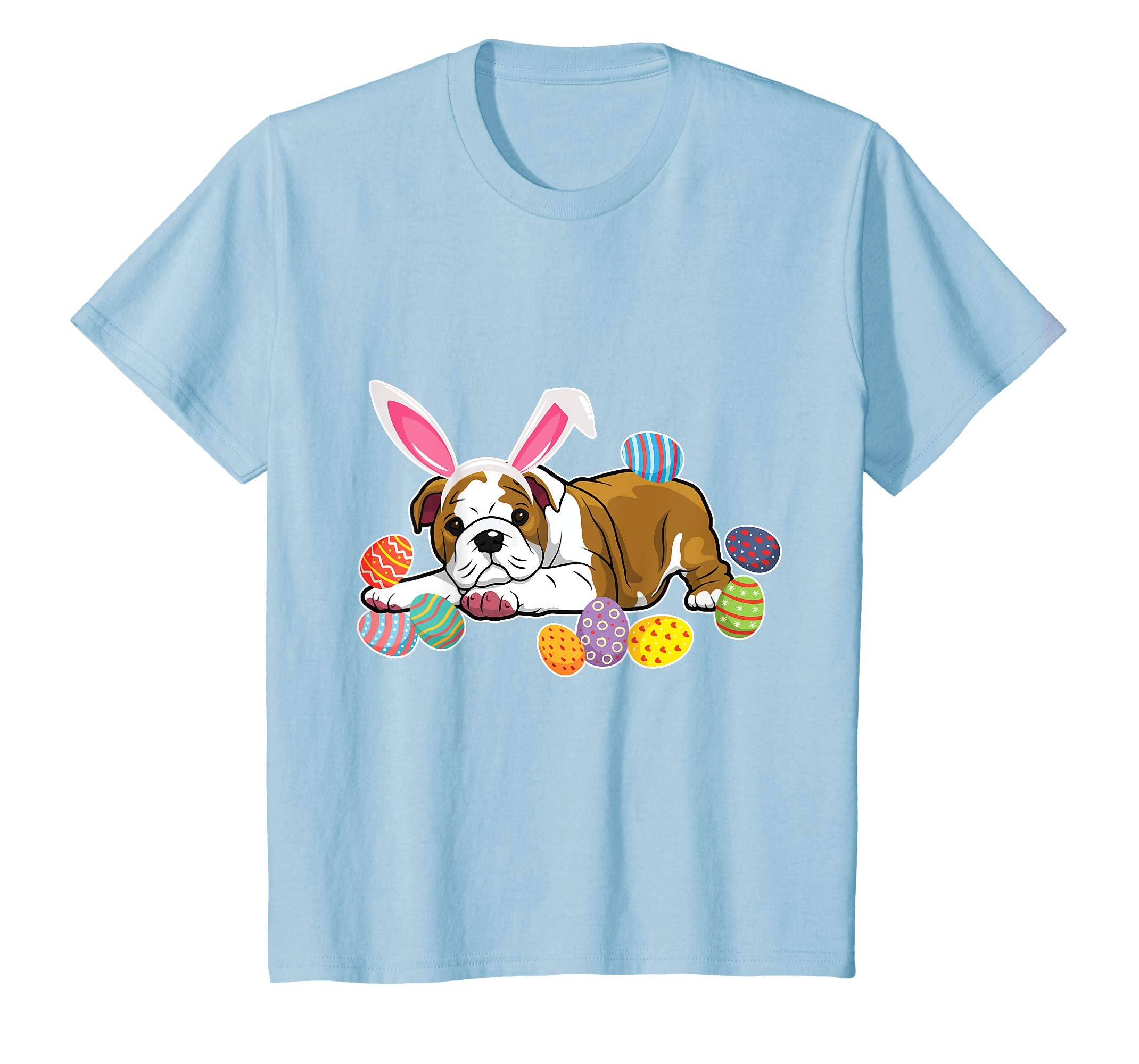 Bull Dog With Bunny Rabbit Hat Easter Eggs Happy Day Shirt