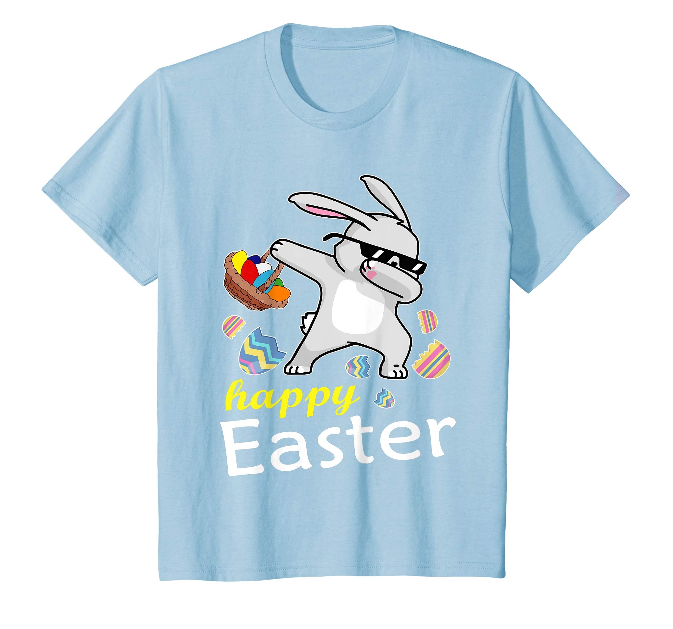 Bunny Rabbit & Easter Egg Basket Dabbing Happy Easter Shirt