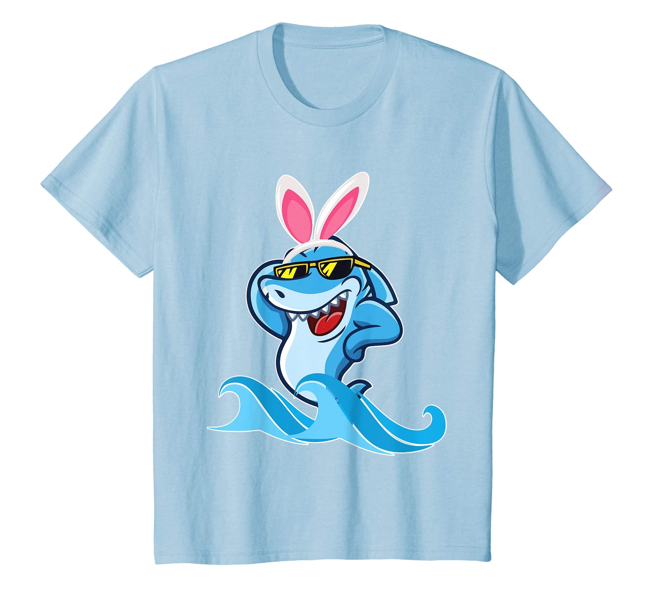 Shark With Bunny Rabbit Hat Swimming Happy Easter Day Shirt